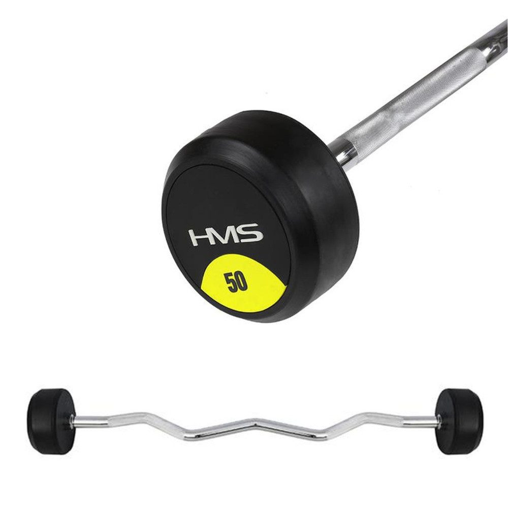 HMS Langhantel Fitnesshantel 50 kg Curlhantel, (Set, Curlstange), Schützt Böden, dämpft Geräusche und erhöht die Sicherheit