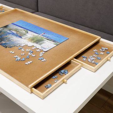 HI Puzzlematte Puzzletisch mit 4 Schubladen 76x57x4,5 cm Holz