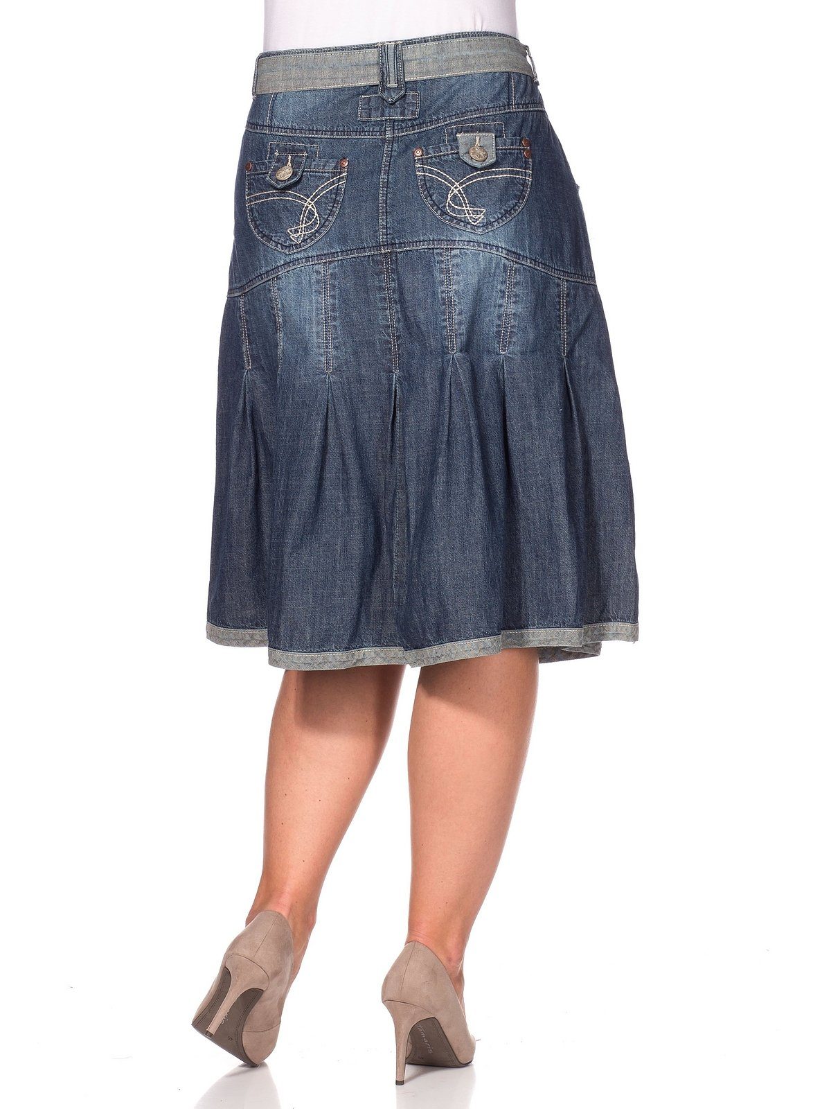 sheego by Joe Browns Jeansrock Große Größen Saumabschluss hell abgesetzt