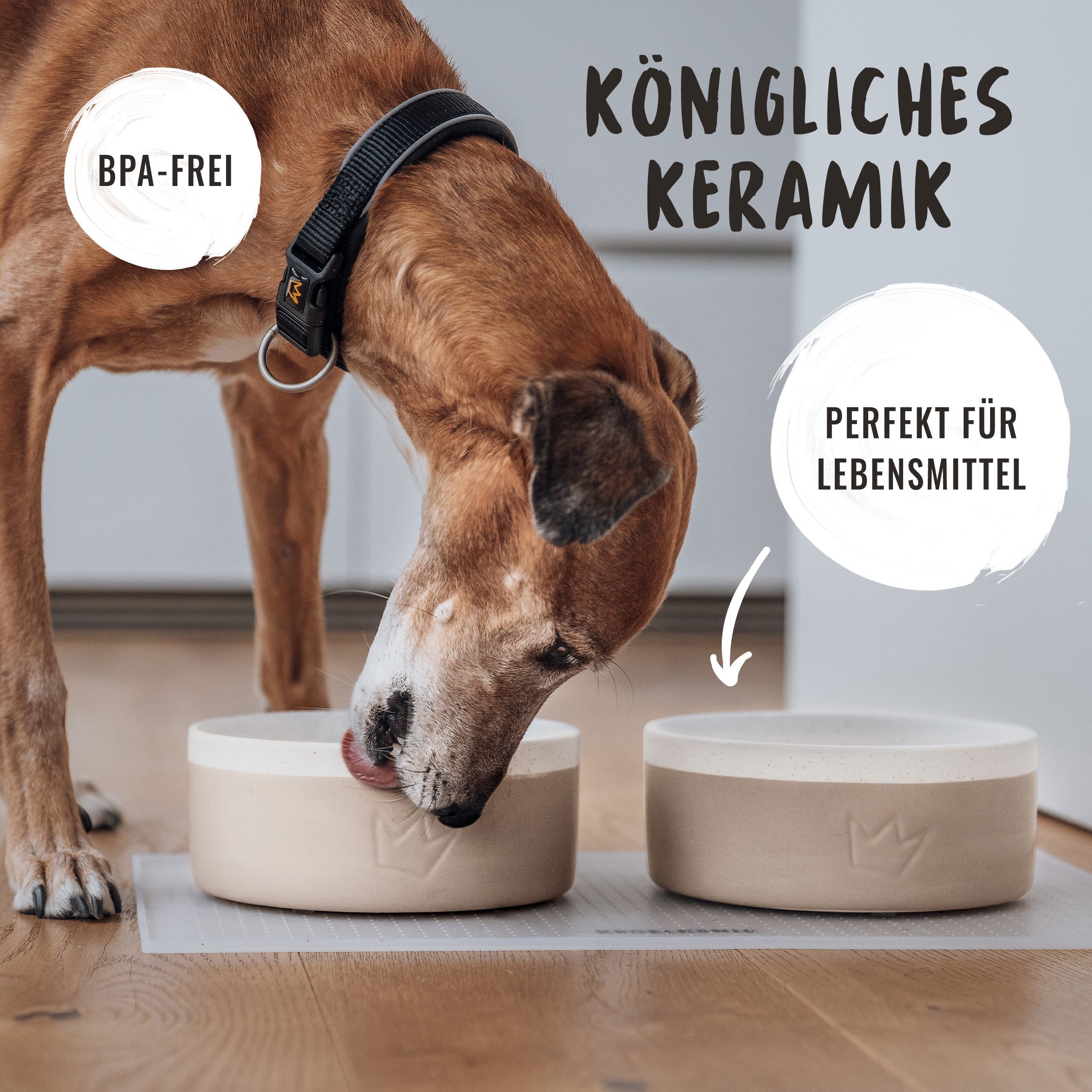 Rudelkönig Futternapf Keramiknapf handgefertigt, Hunde Futternapf, 900ml Hundenapf, Keramik, Rutschfester Futternapf mit lebensmittelechter Glasur