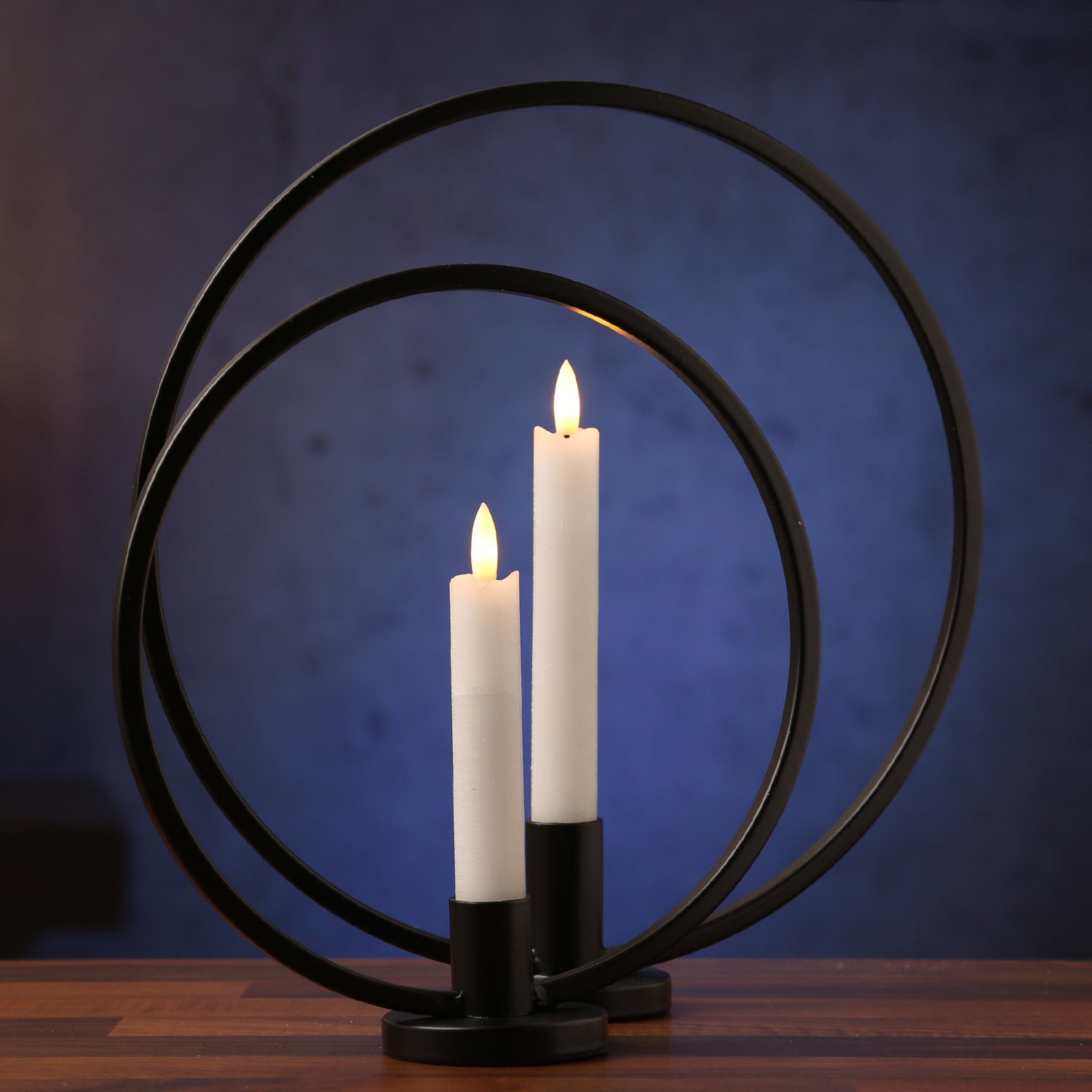 Ring 2er Kerzenständer Stabkerzenhalter Kerzenhalter MARELIDA Ringform Set Kerzenhalter