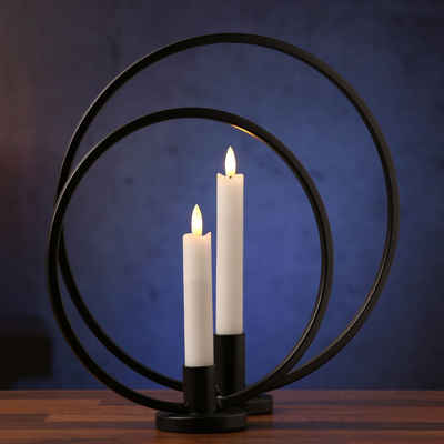 MARELIDA Kerzenhalter Stabkerzenhalter Ring 2er Set Kerzenständer Kerzenhalter Ringform