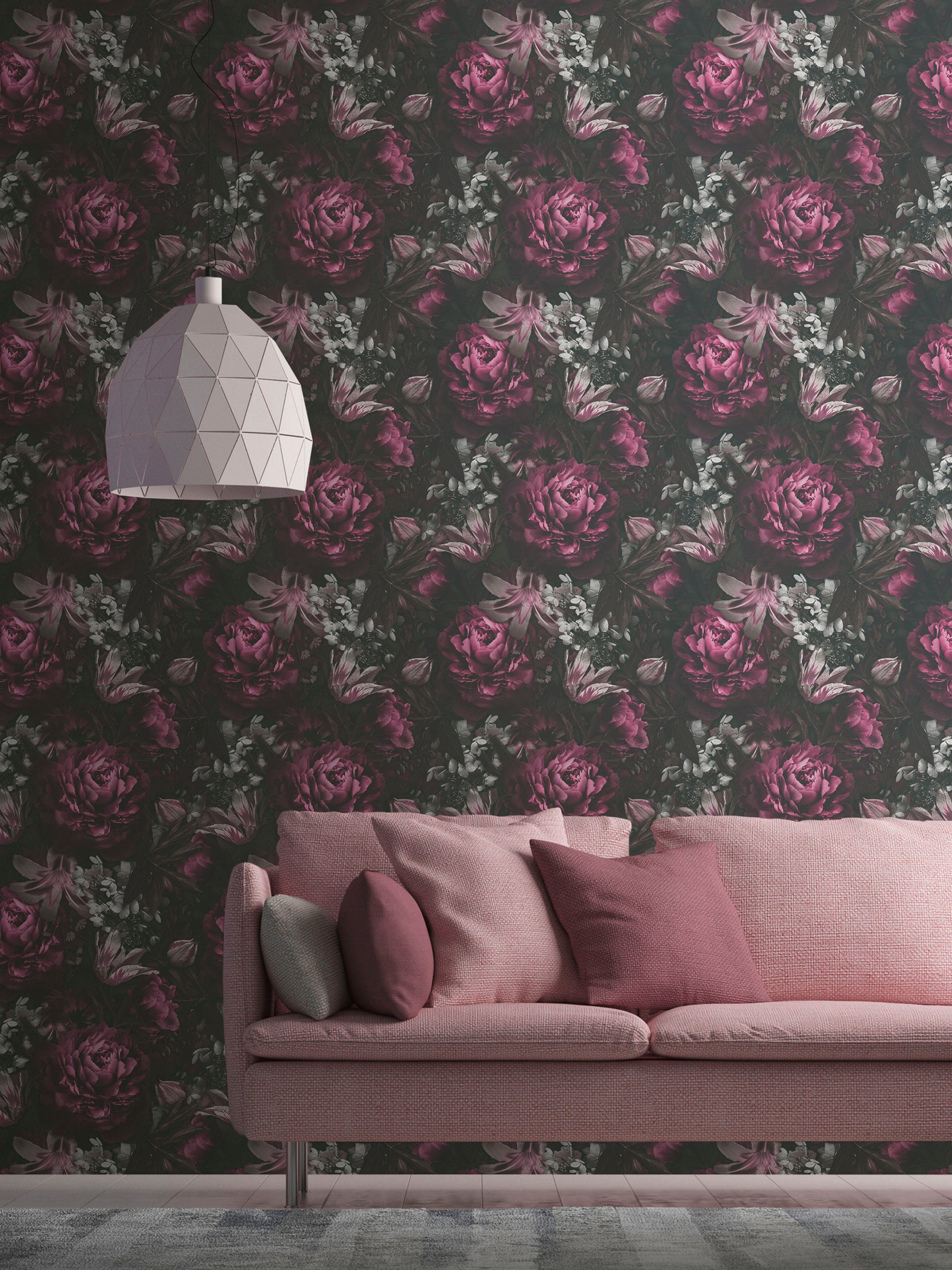 A.S. Création Vliestapete PintWalls Rosen Floral, glatt, matt, gemustert, neutral, (1 St), Blumentapete Tapeten Wohnzimmer Schlafzimmer Küche modern Design Opti – Bild 5 von 5