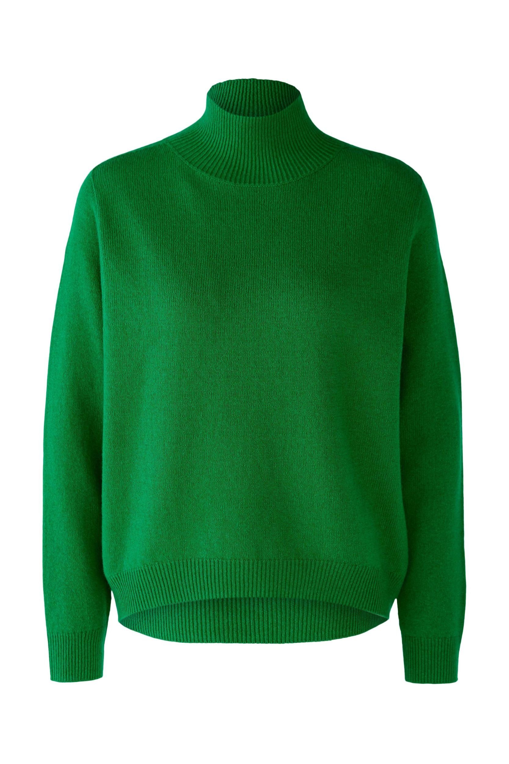 Oui Stehkragenpullover Pullover Wollmischung green