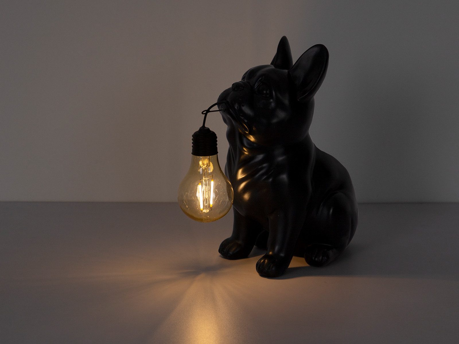 GLOBO LIGHTING LED Solarleuchte 2er Set Hundelampen Schwarz, Höhe 24,5cm, LED fest integriert, warmweiß, Ausgefallene Solarlicht-er für den Garten & Balkon Bulldoggen Schwarz