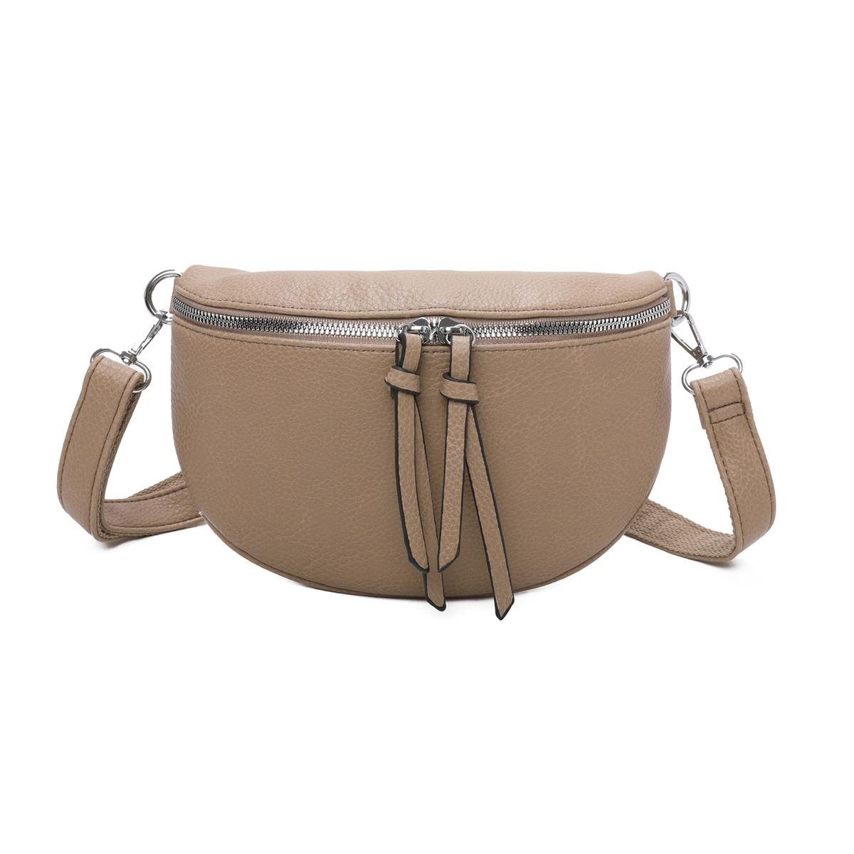 ITALYSHOP24 Bauchtasche Damen Gürteltasche Hüfttasche CrossBody Handytasche, als Schultertasche, CrossOver, Umhängetasche tragbar