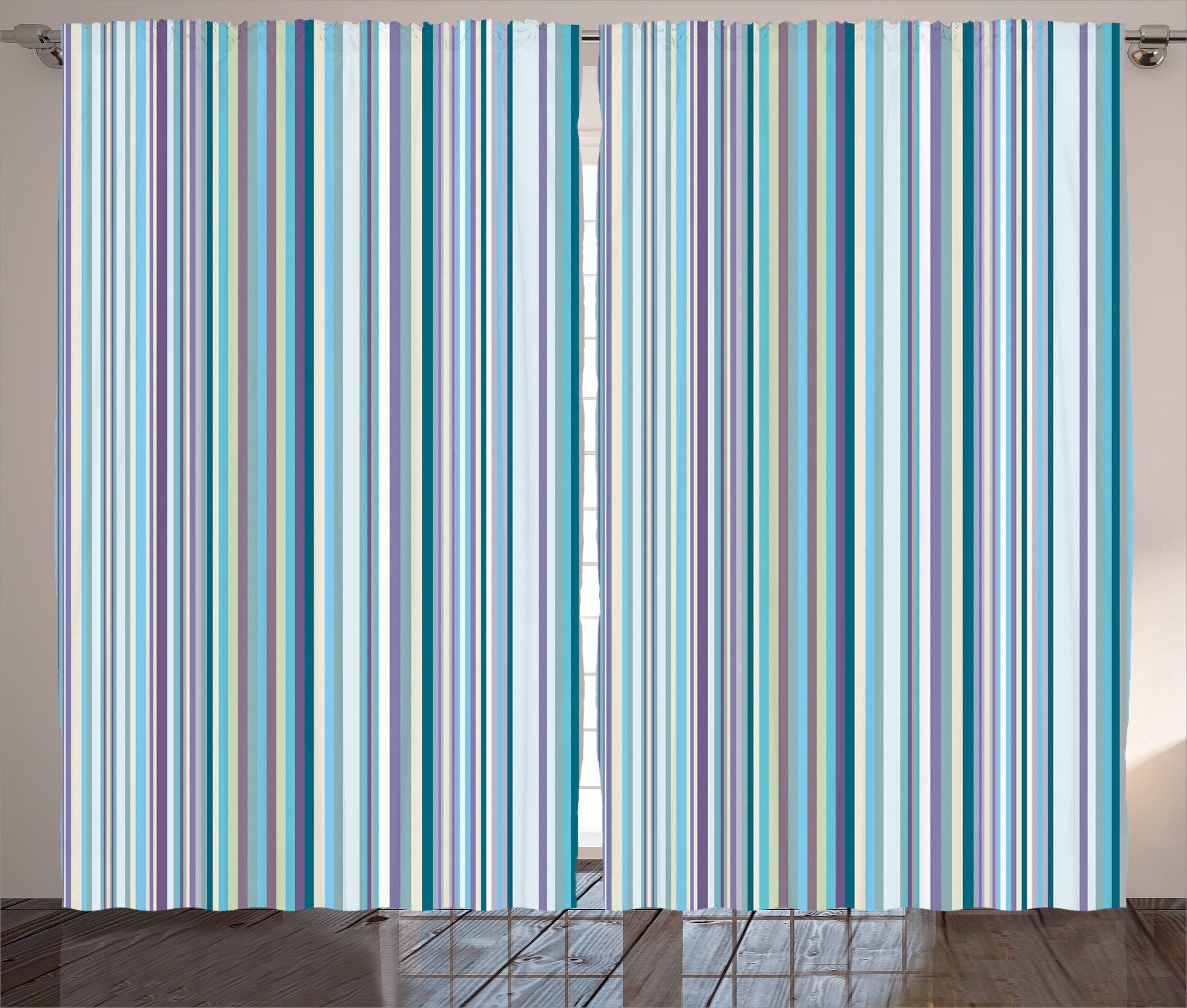 Schlaufen Streifen Geometric Kräuselband Abakuhaus, Lila, und Vorhang Haken, Schlafzimmer Gardine Blau, mit