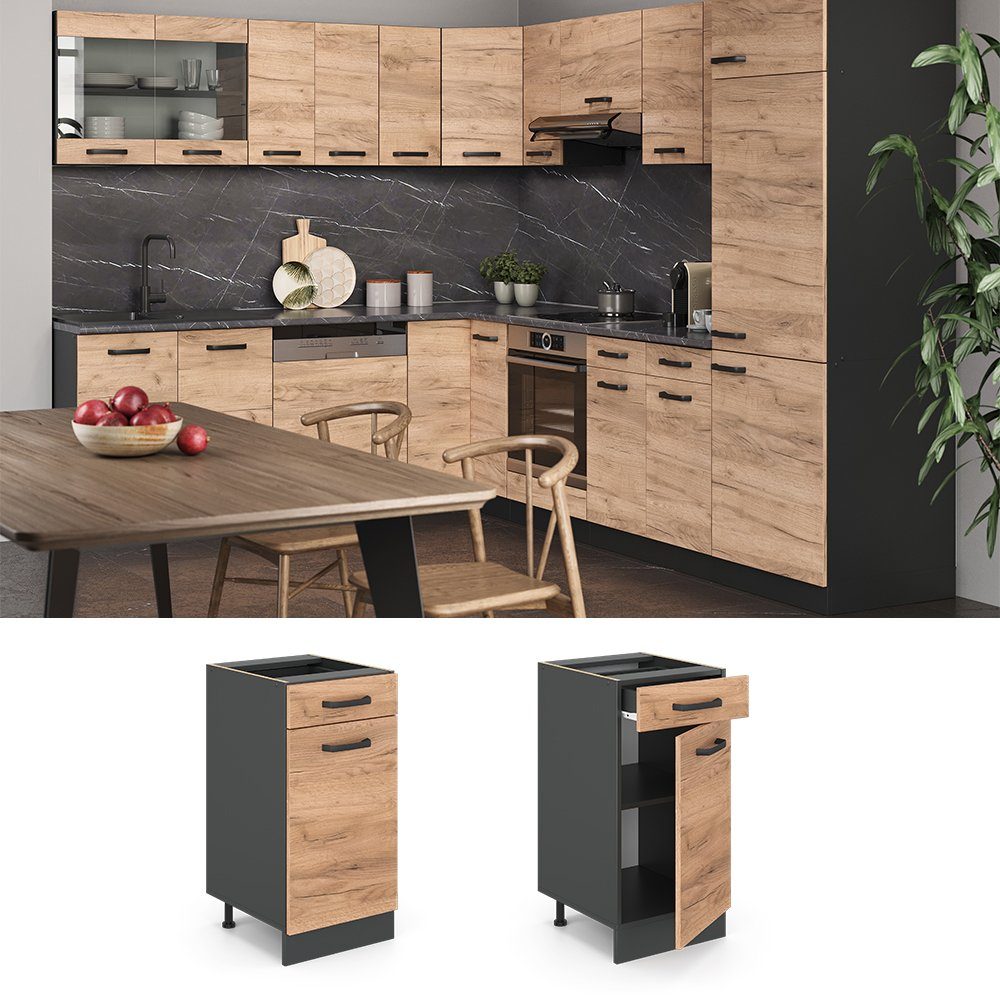 Vicco Unterschrank R-Line, Goldkraft Eiche/Anthrazit, 40 cm ohne Arbeitsplatte (1-St)