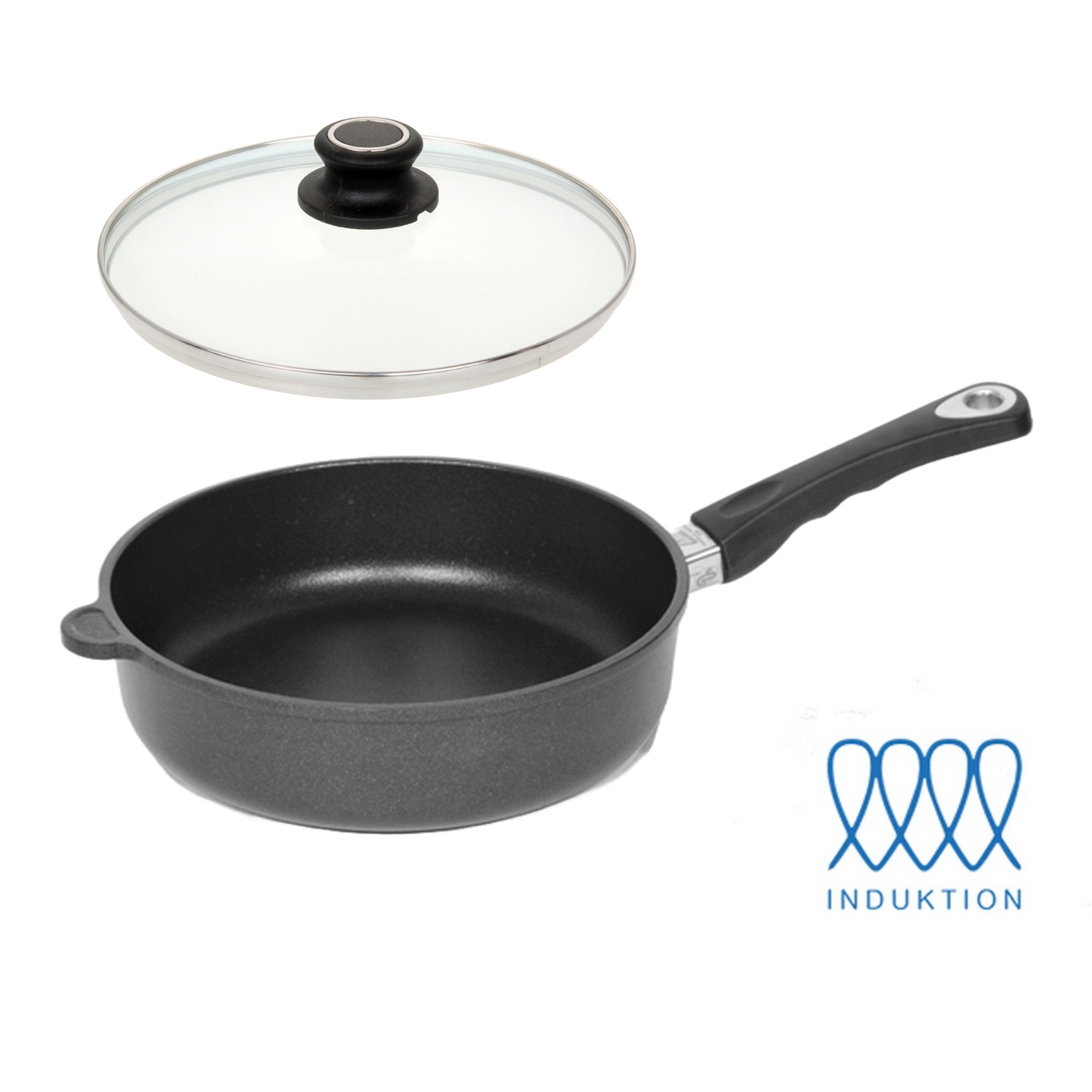 Lotus Gusspfannen Bratpfanne Hochrand-Pfanne Ø20cm INDUKTION B15cm H7,5cm Griff abn.+Deckel