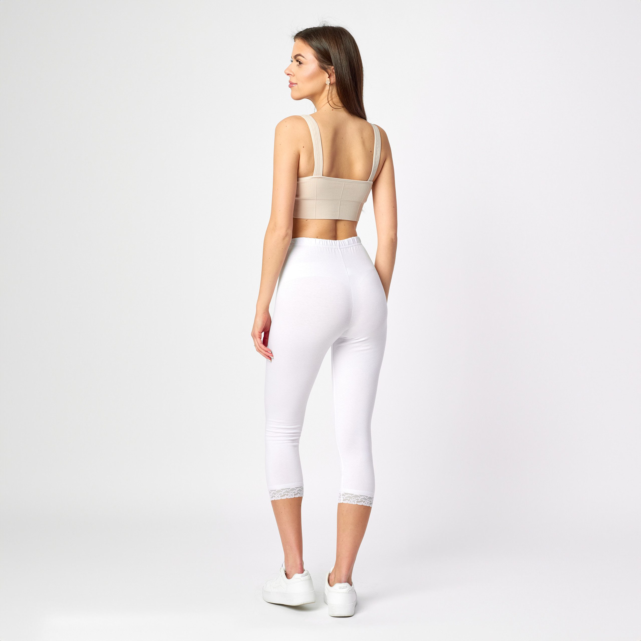 Merry Style Leggings Damen 3/4 Capri Hose MS10-224 (1-tlg) aus Baumwolle mit Spitze – Bild 4 von 5