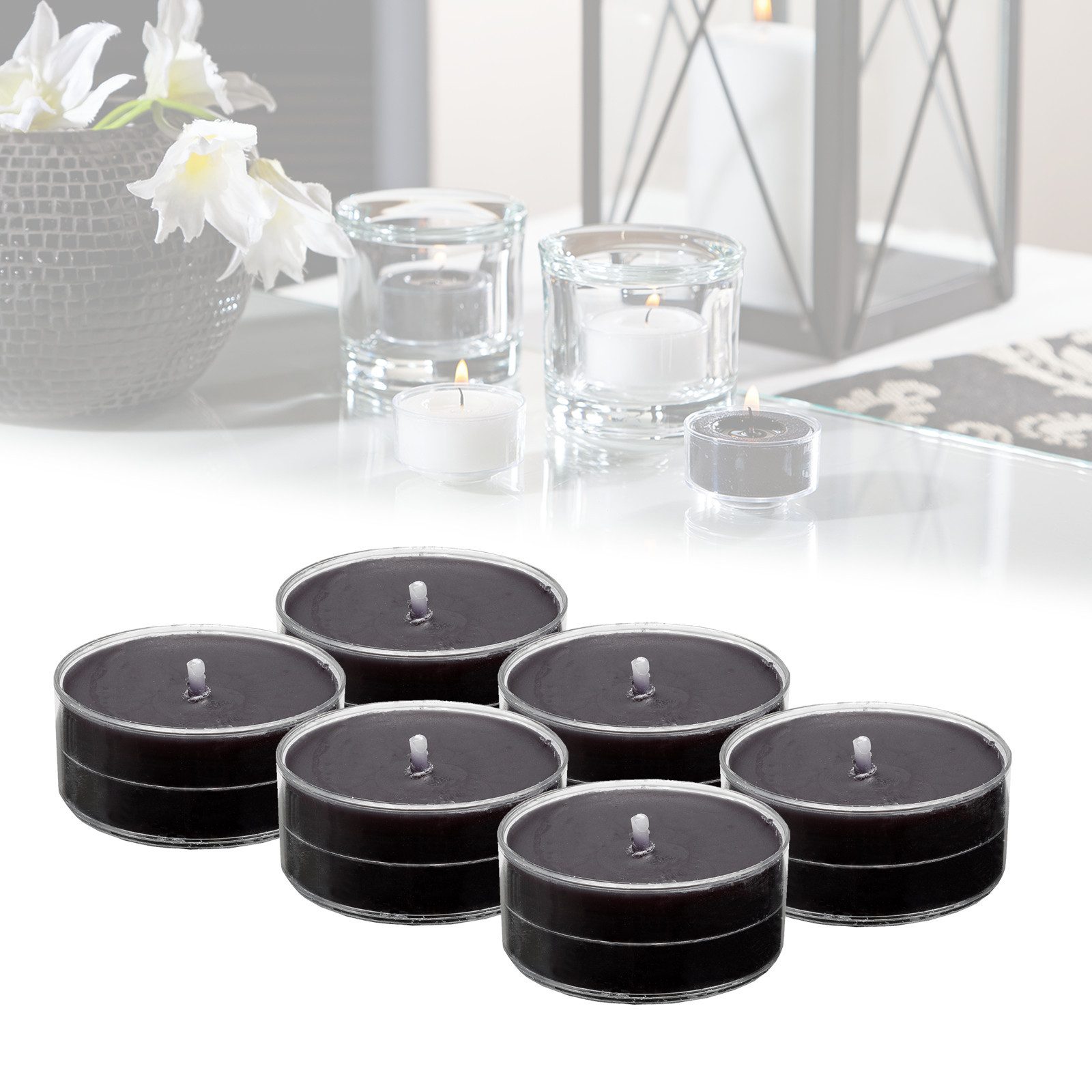 Candelo Teelicht 6er Set XXL Duftteelichter Black Rose - J8 Std Brenndauer