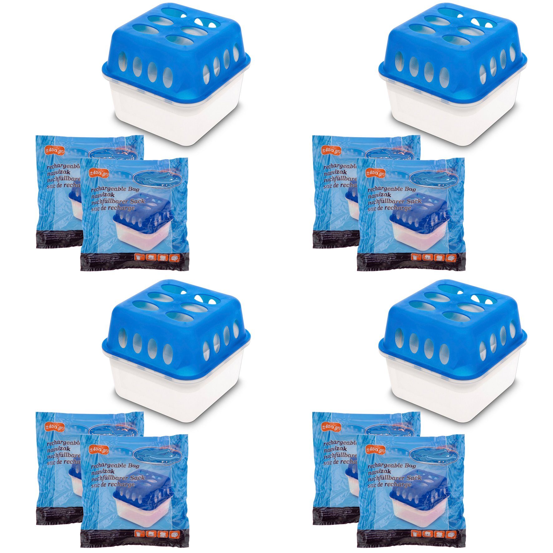 BigDean Luftbefeuchter 4x Ultra Fresh Luftentfeuchter Raumentfeuchter mit Nachfüll-Granulat