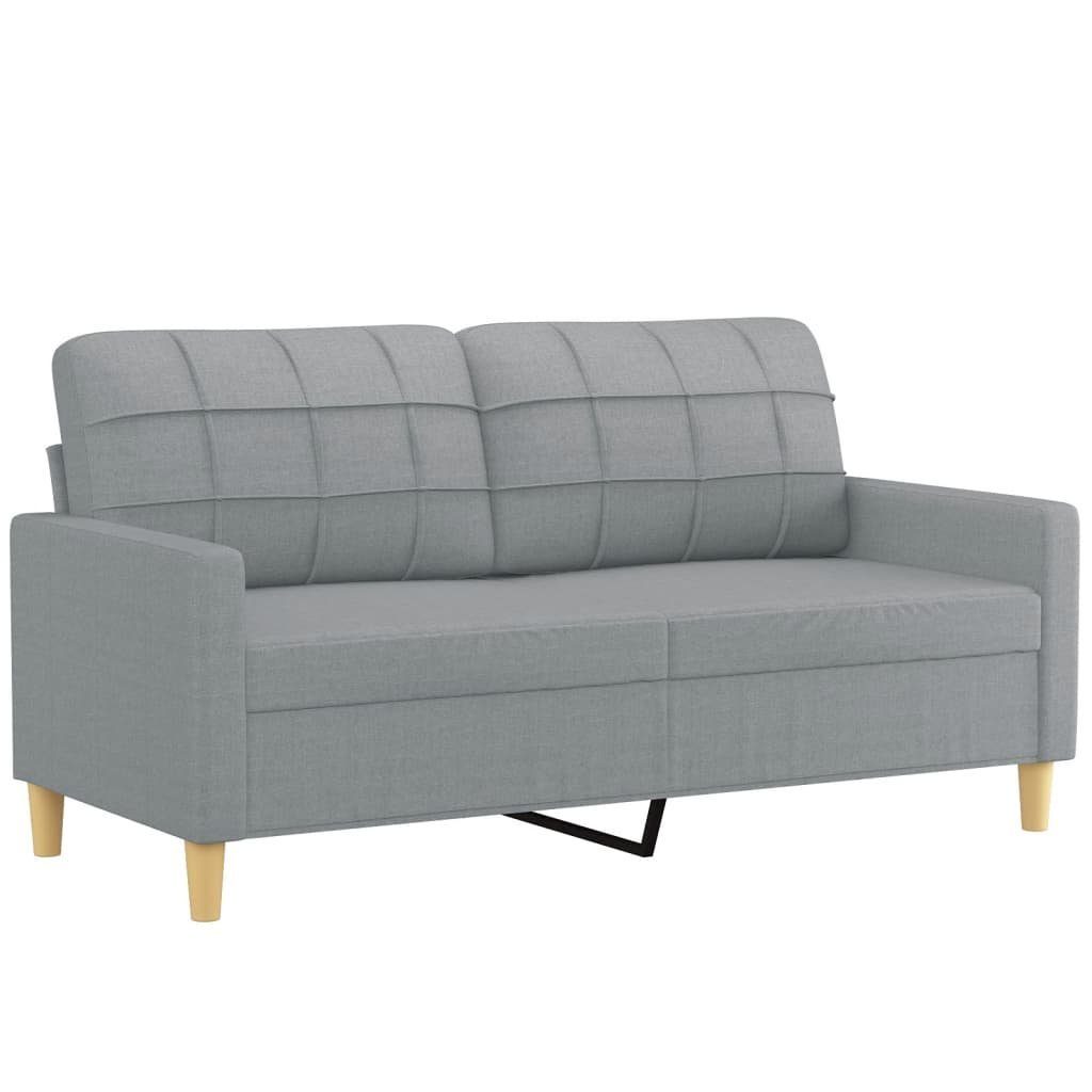 vidaXL Hellgrau 2-tlg. Stoff mit Sofagarnitur Kissen Sofa