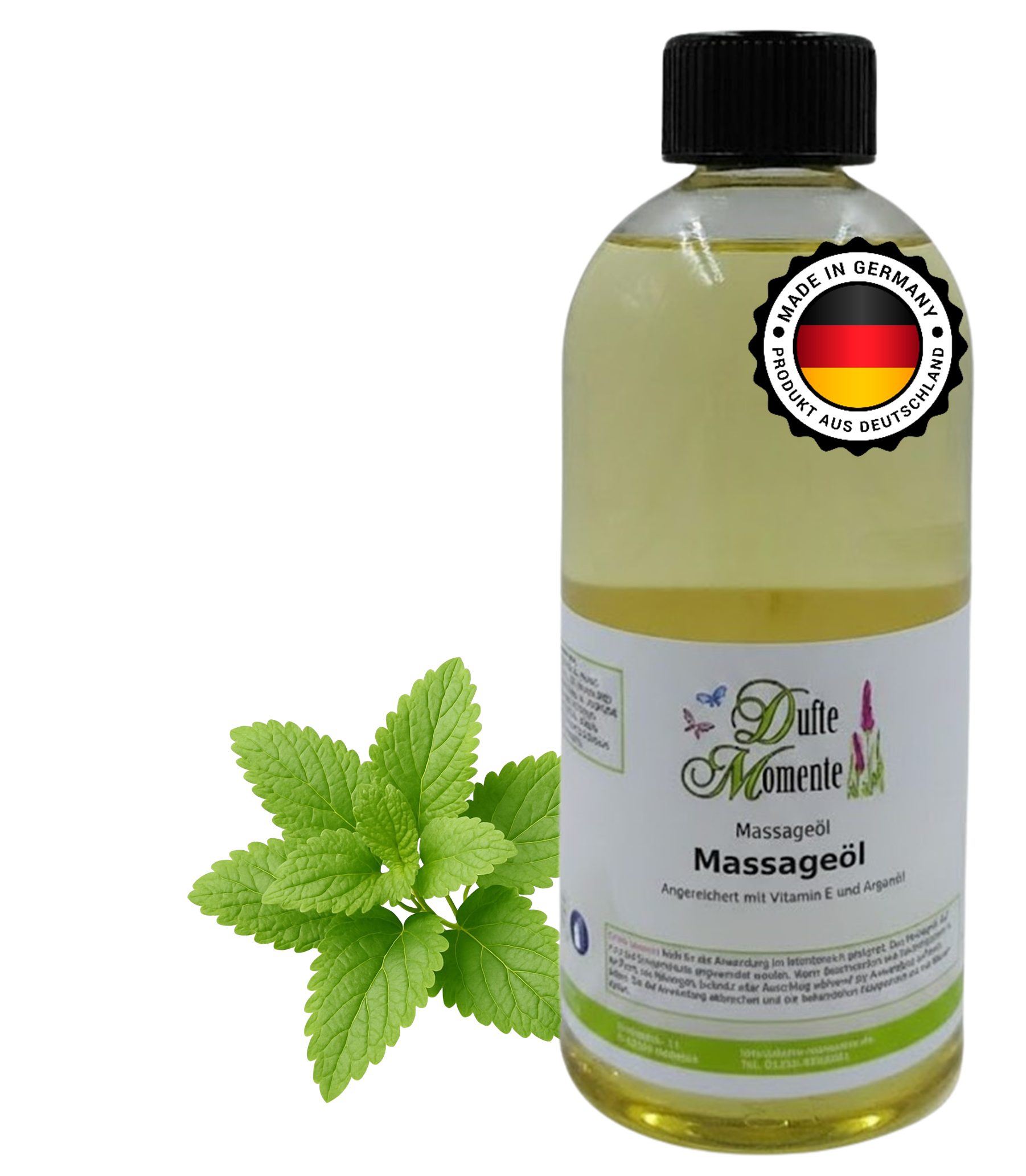 Dufte Momente Massageöl Melisse 250ml - 3 L, hochwertige Pflanzenöle als Basis, vegan und ohne Tierversuche