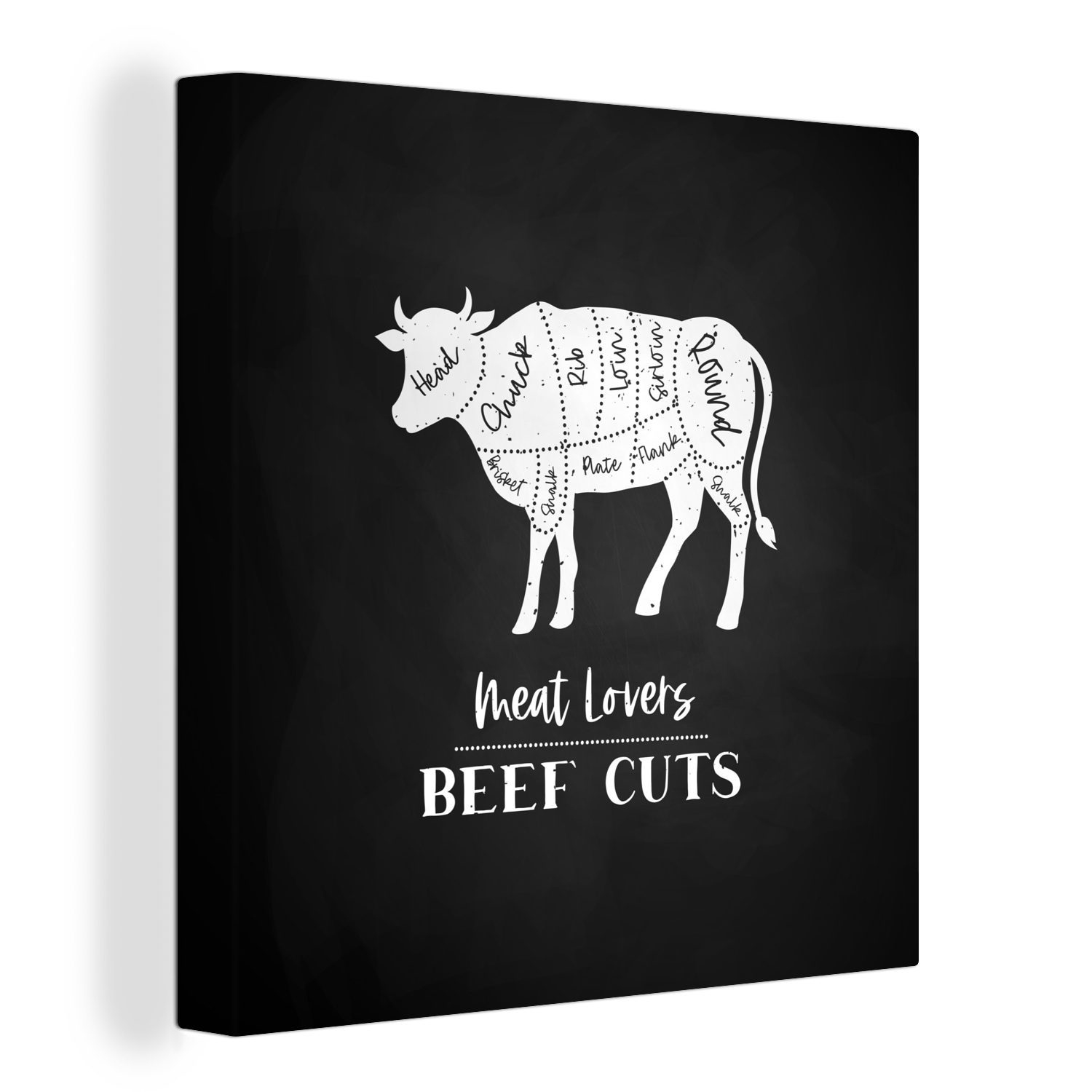 OneMillionCanvasses® Leinwandbild Kuh - Fleisch - Metzger, (1 St), Leinwand Bilder für Wohnzimmer Schlafzimmer