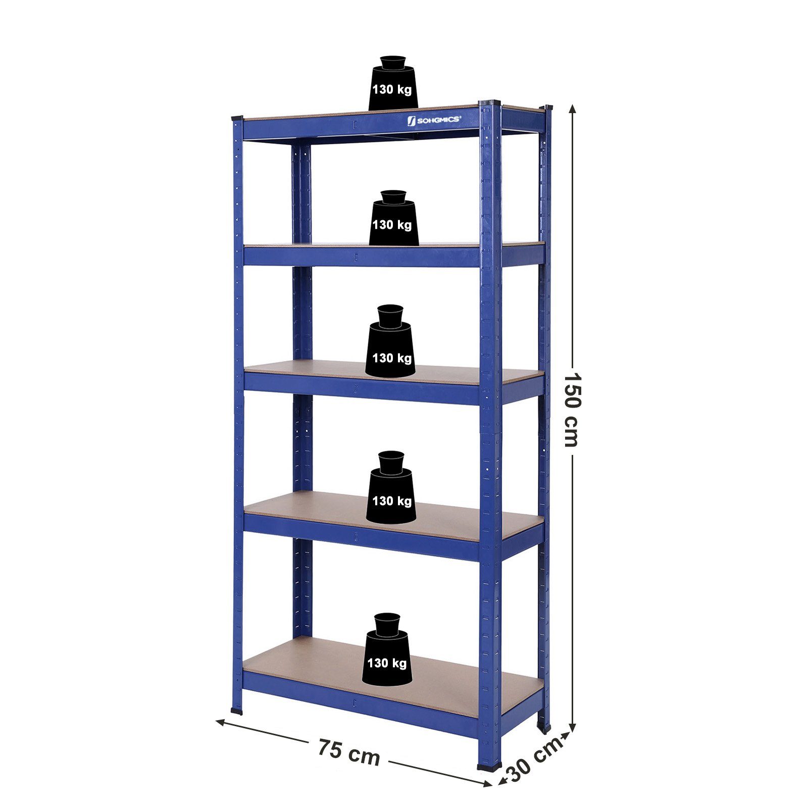 SONGMICS Schwerlastregal Standregal, 1-tlg., 150 x 75 x 30 cm, bis 650 kg b günstig online kaufen