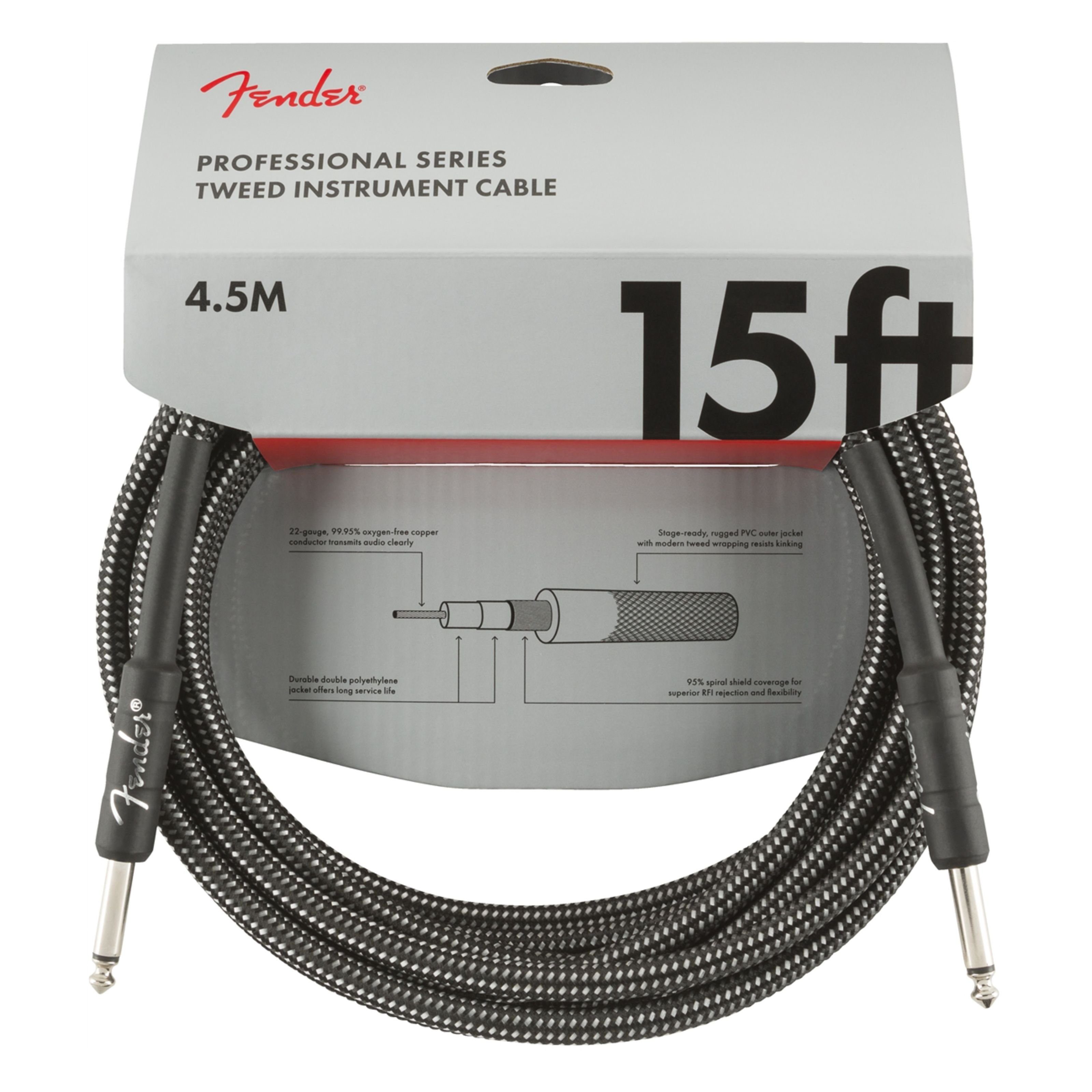 Fender Instrumentenkabel, Professional Tweed Cable GRAY 4,5 m - Instrumentenkabel