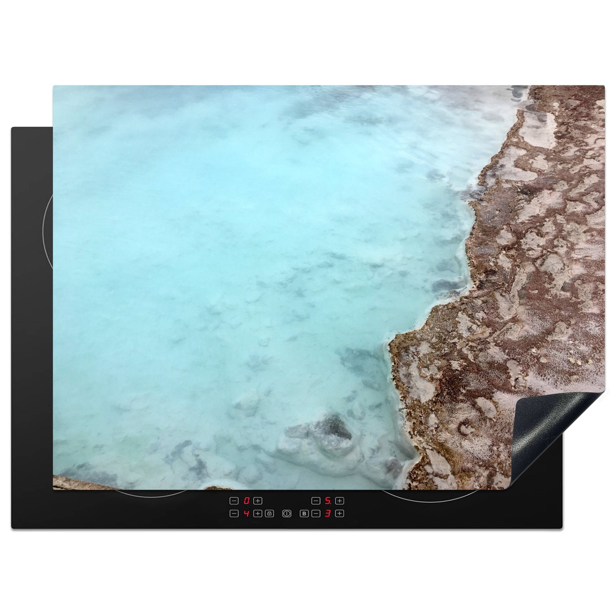 MuchoWow Herdblende-/Abdeckplatte Heißes Wasser unter dem Kalk im türkischen Pamukkale, Vinyl, (1 tlg), 70x52 cm, Mobile Arbeitsfläche nutzbar, Ceranfeldabdeckung