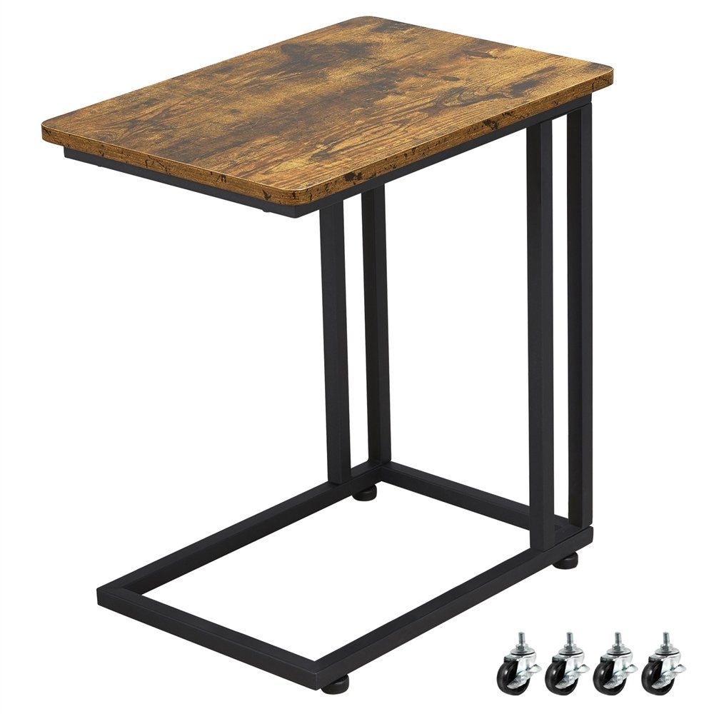 Yaheetech Beistelltisch, Sofatisch, Nachttisch, Kafeetisch, mit Rollen, Industrie-Design