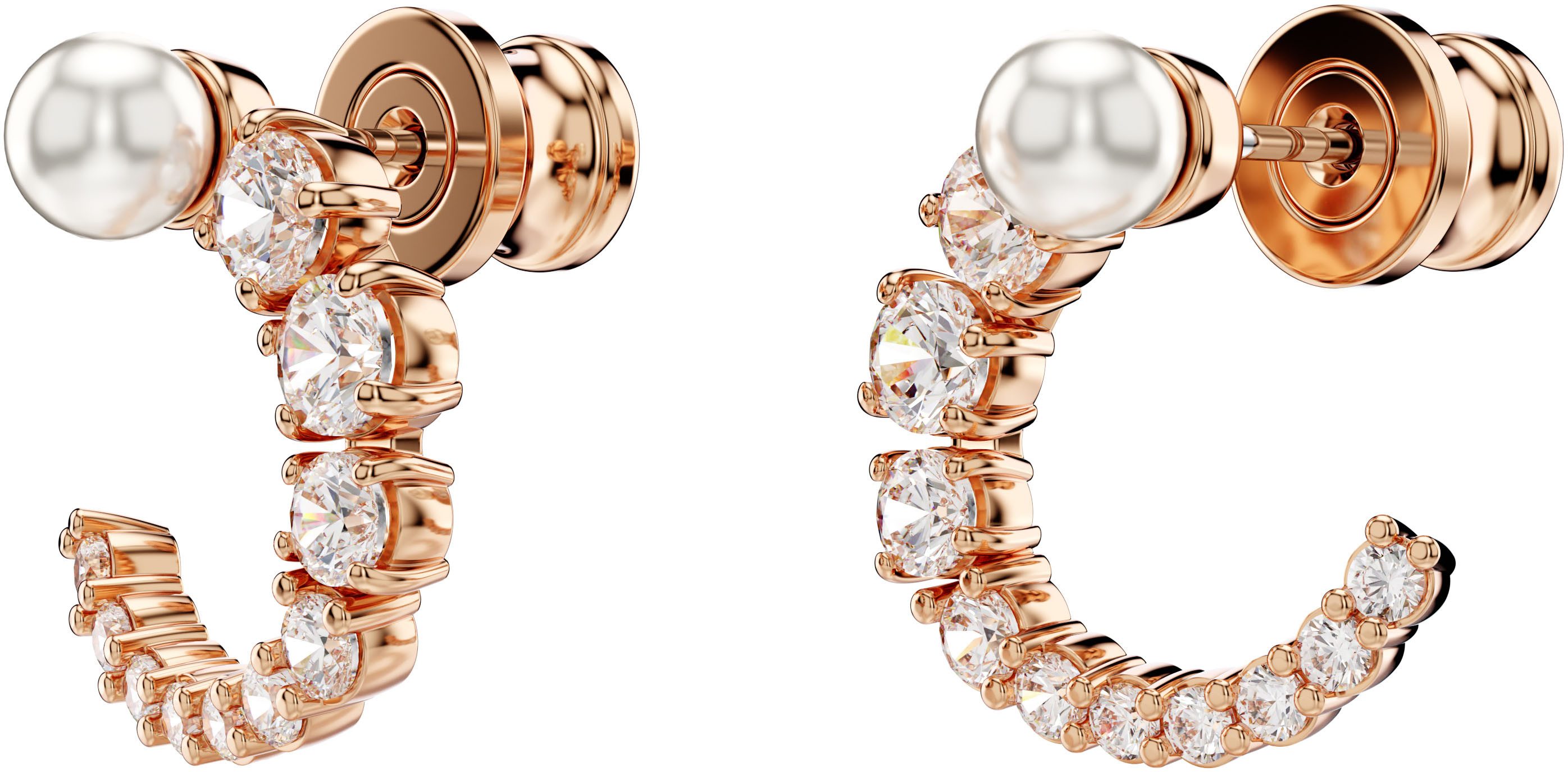 Swarovski Paar Creolen Schmuck Geschenk Matrix Ohrringe, mit Swarovski® Zirkonia (synth) - mit Swarovski® Perle