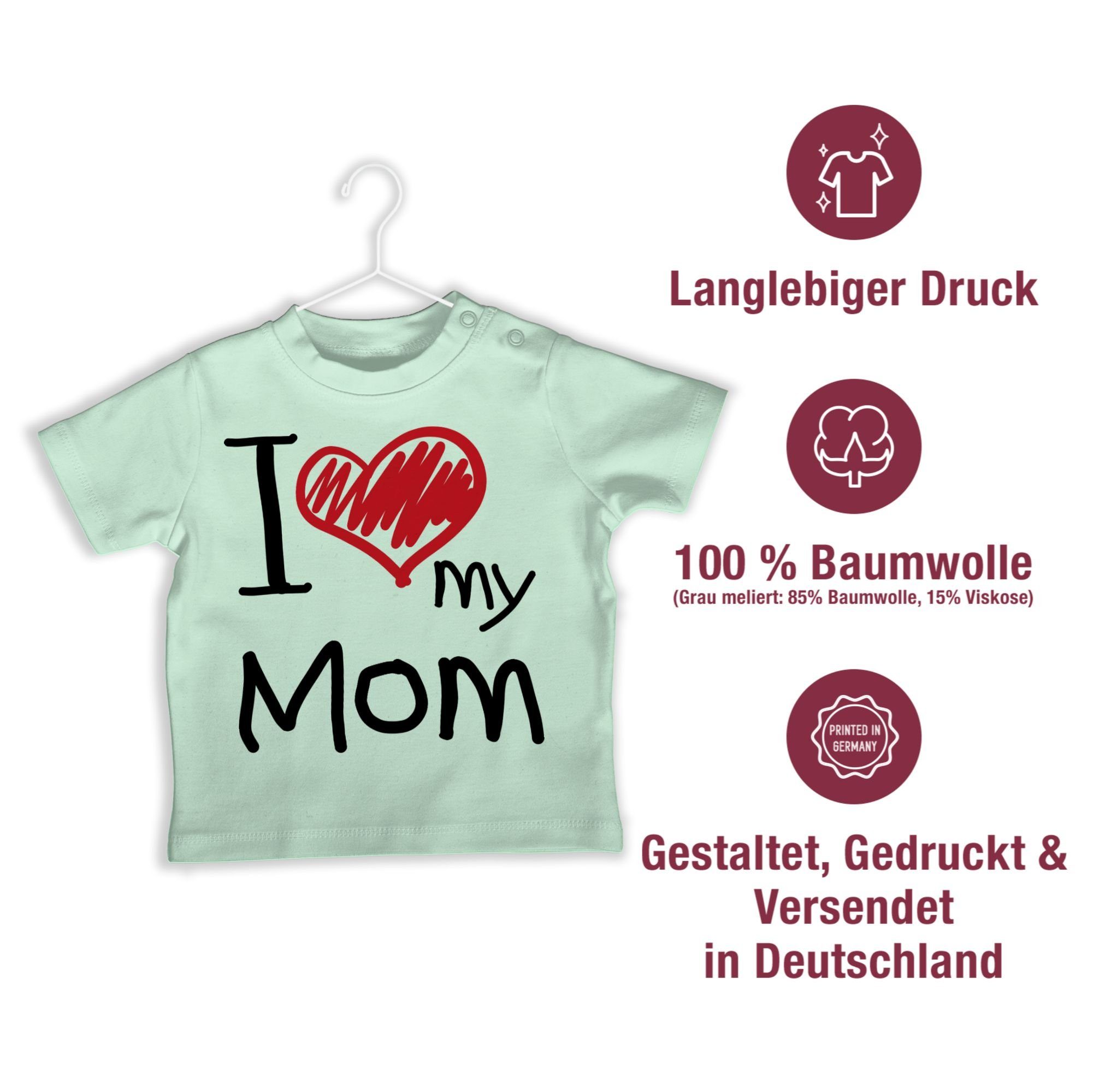 schwarz I Shirtracer T-Shirt Mintgrün love 2 Muttertagsgeschenk my Mom