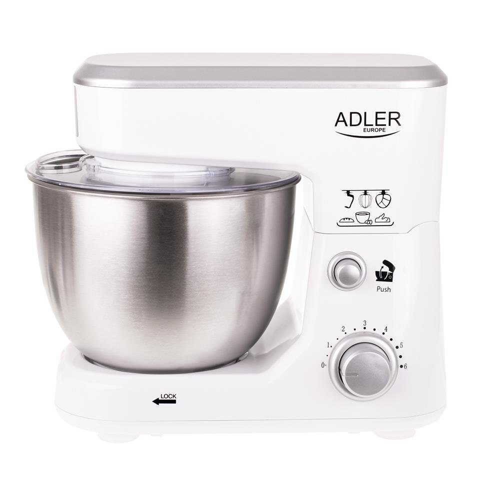 Adler Küchenmaschine, 1000 Watt, 4 Liter Schüssel, Rührmaschine, Knetmaschine, Schwenkkopf