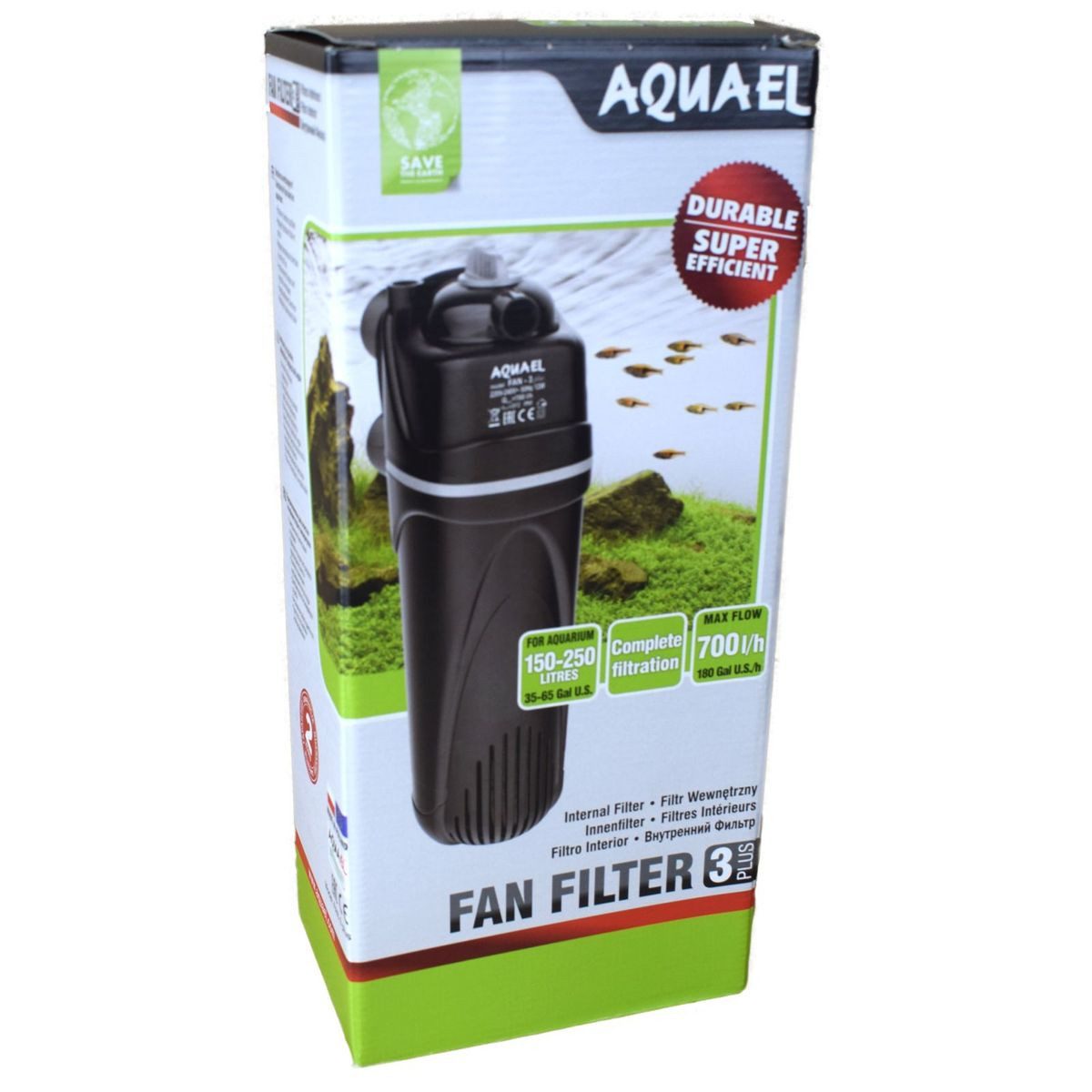 Aquael Aquariumfilter Innenfilter Fan Filter Plus für verschiedene Aquariengrößen in Schwarz, besonders leise