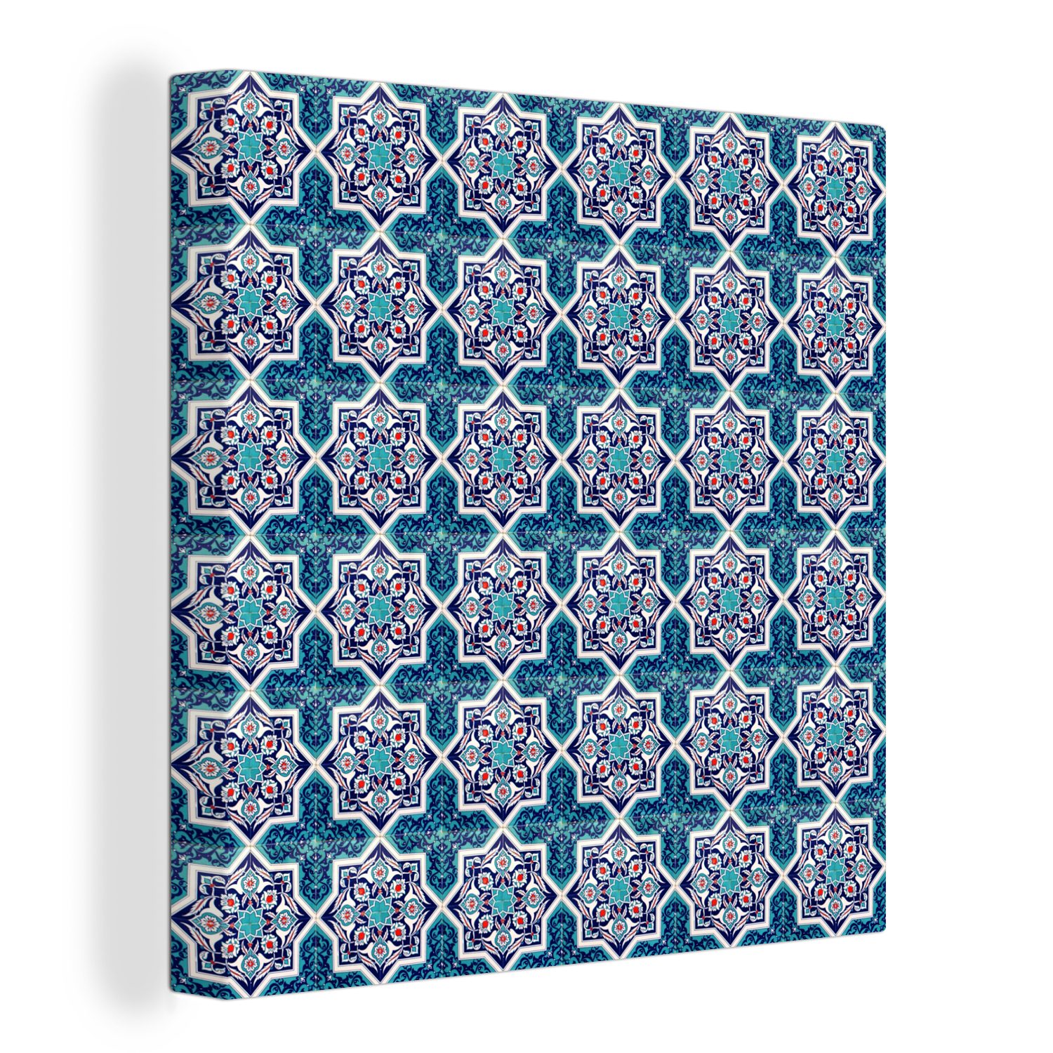 OneMillionCanvasses® Leinwandbild Ein marokkanisches Mosaikfliesenmuster, bei dem hauptsächlich die, (1 St), Leinwand Bilder für Wohnzimmer Schlafzimmer bunt