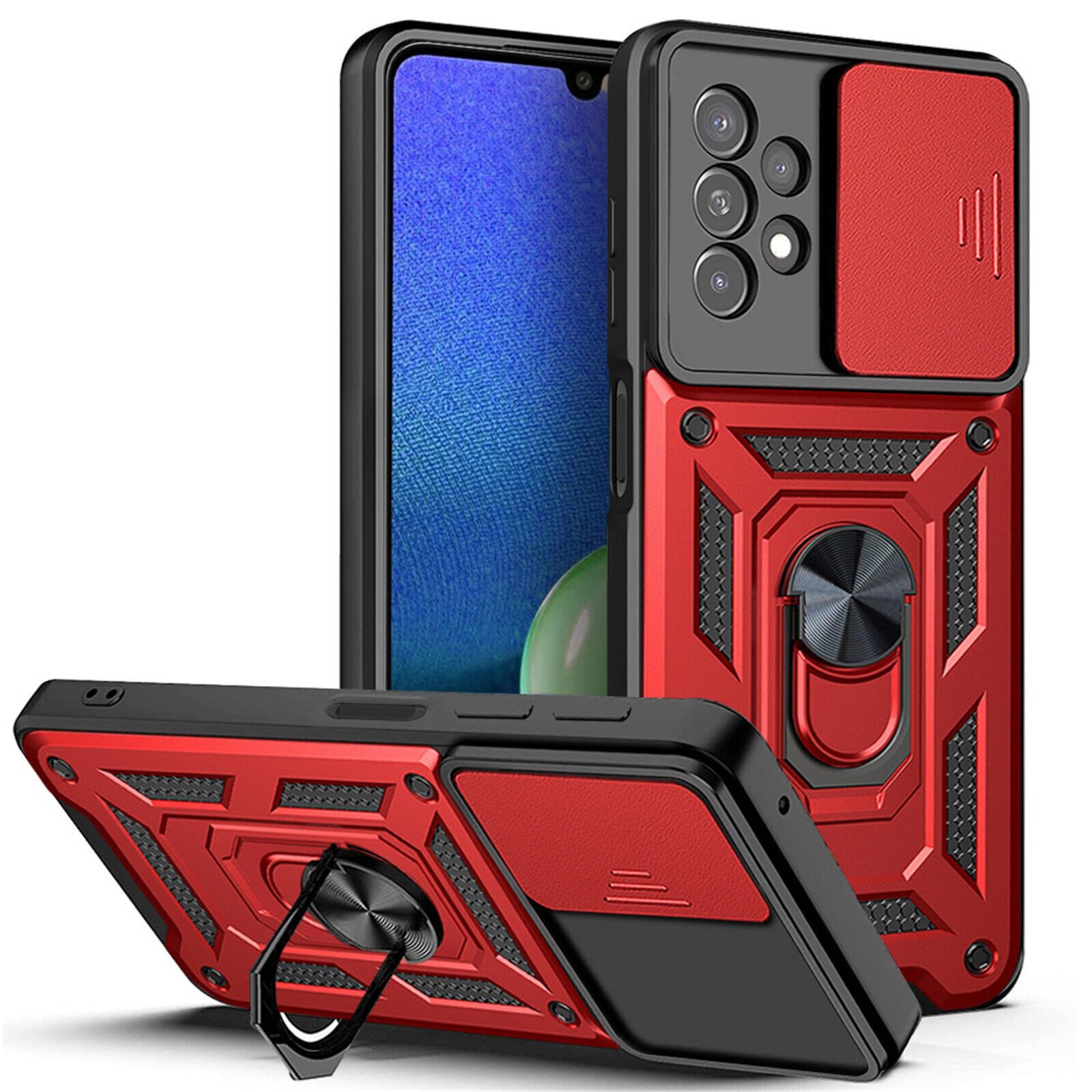 betterfon Handyhülle Panzerhülle für Samsung Galaxy A13 4G mit Kameraschutz & Ringhalter, Outdoorhülle mit Smartstand und Silikonkern