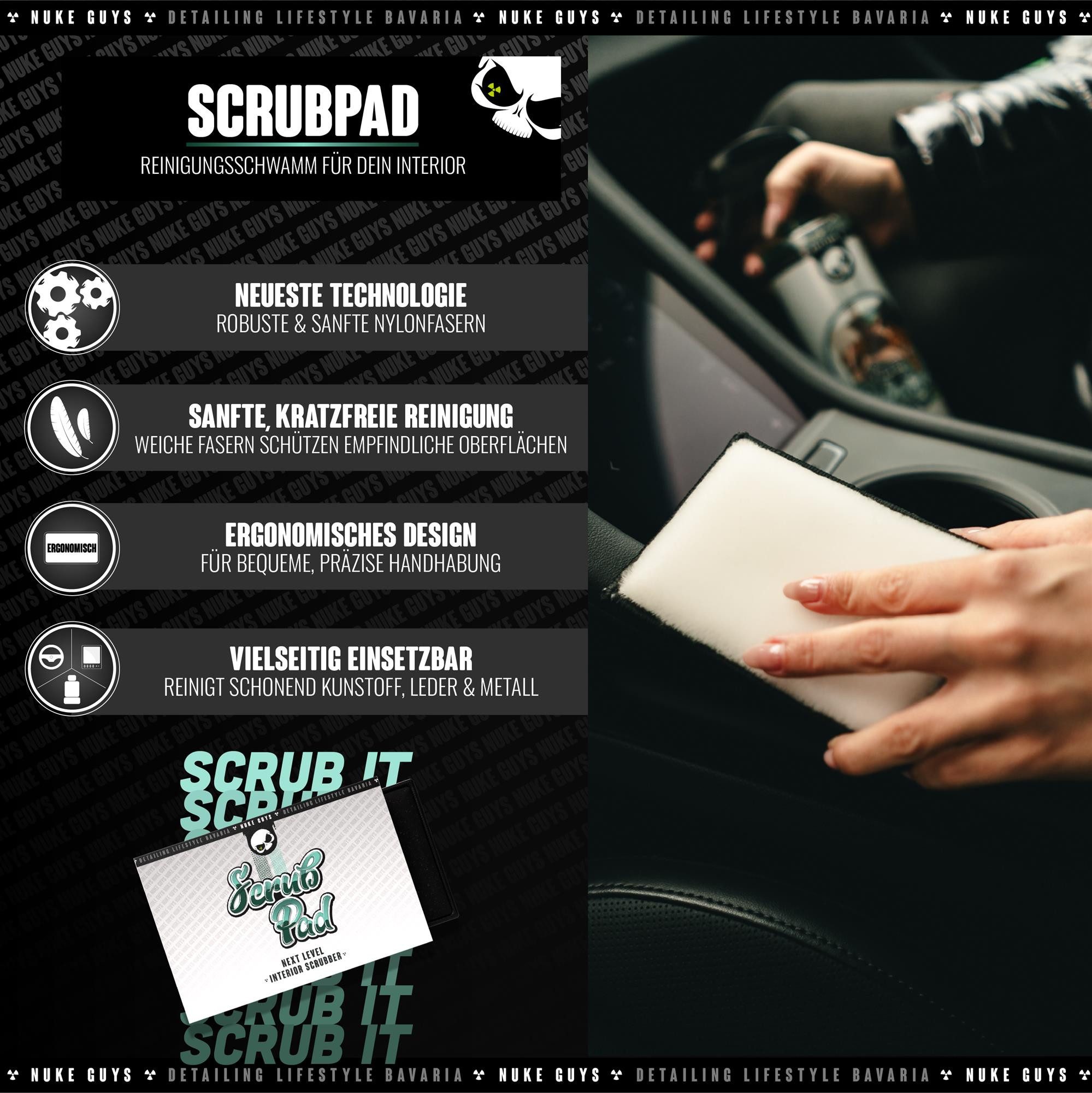 Nuke Guys Reinigungsschwamm Reinigungspad Nuke Guys Scrub Pad Interior Scrubber, Auto Pflege Applikator Pad - Innenraum Reinigung