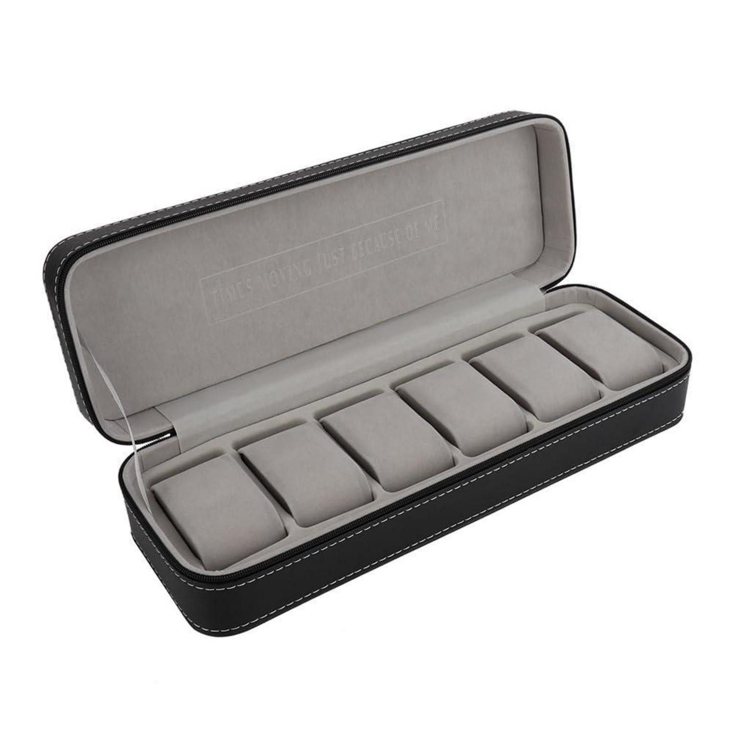 LuxusKollektion Uhrenbox Uhrenbox für 6 Uhren in Lederoptik Schwarz (6 St)