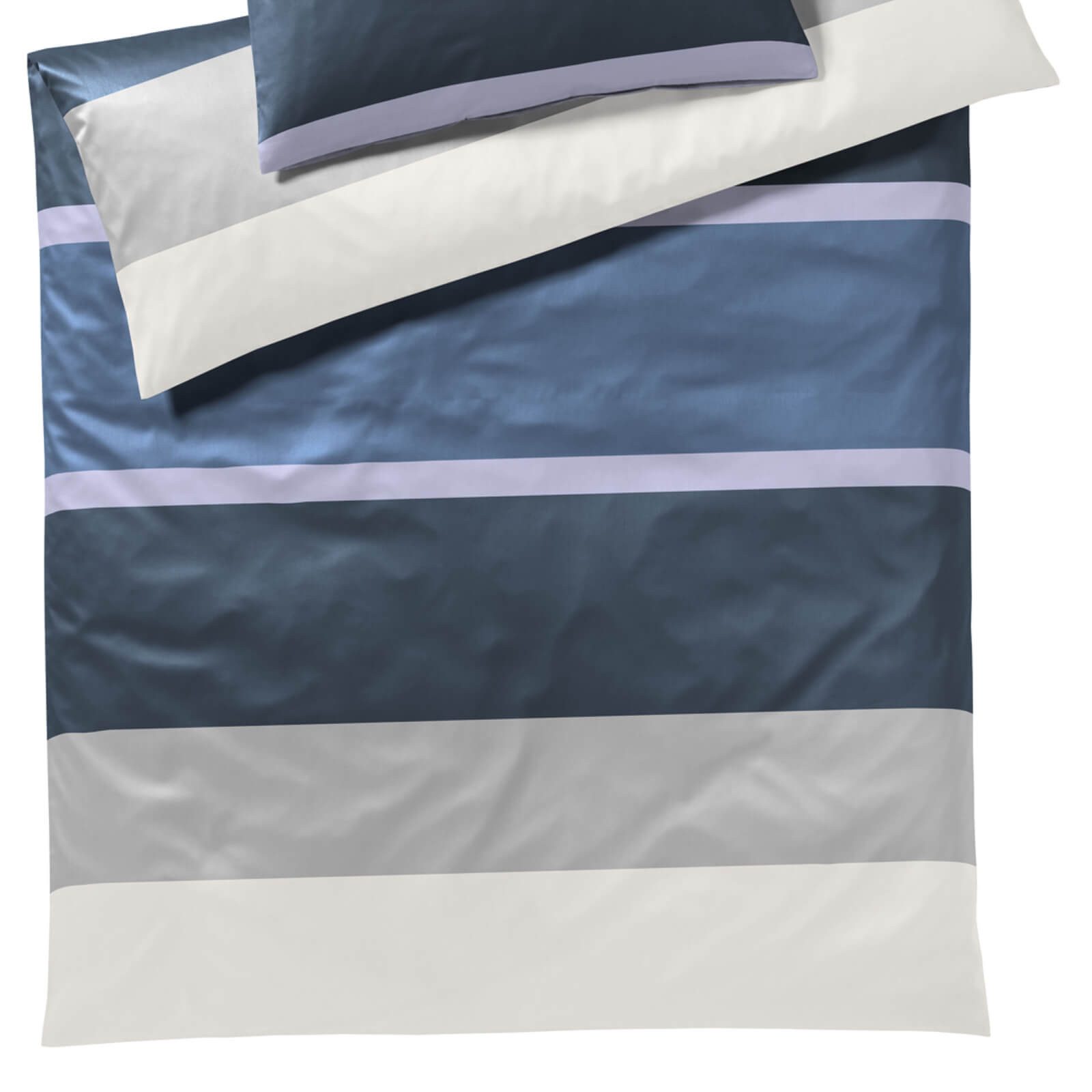 JOOP! Bettwäsche Mood 4095 22 Aqua, Mako-Satin, 3 teilig, Streifen, Querstreifen, Gestreift