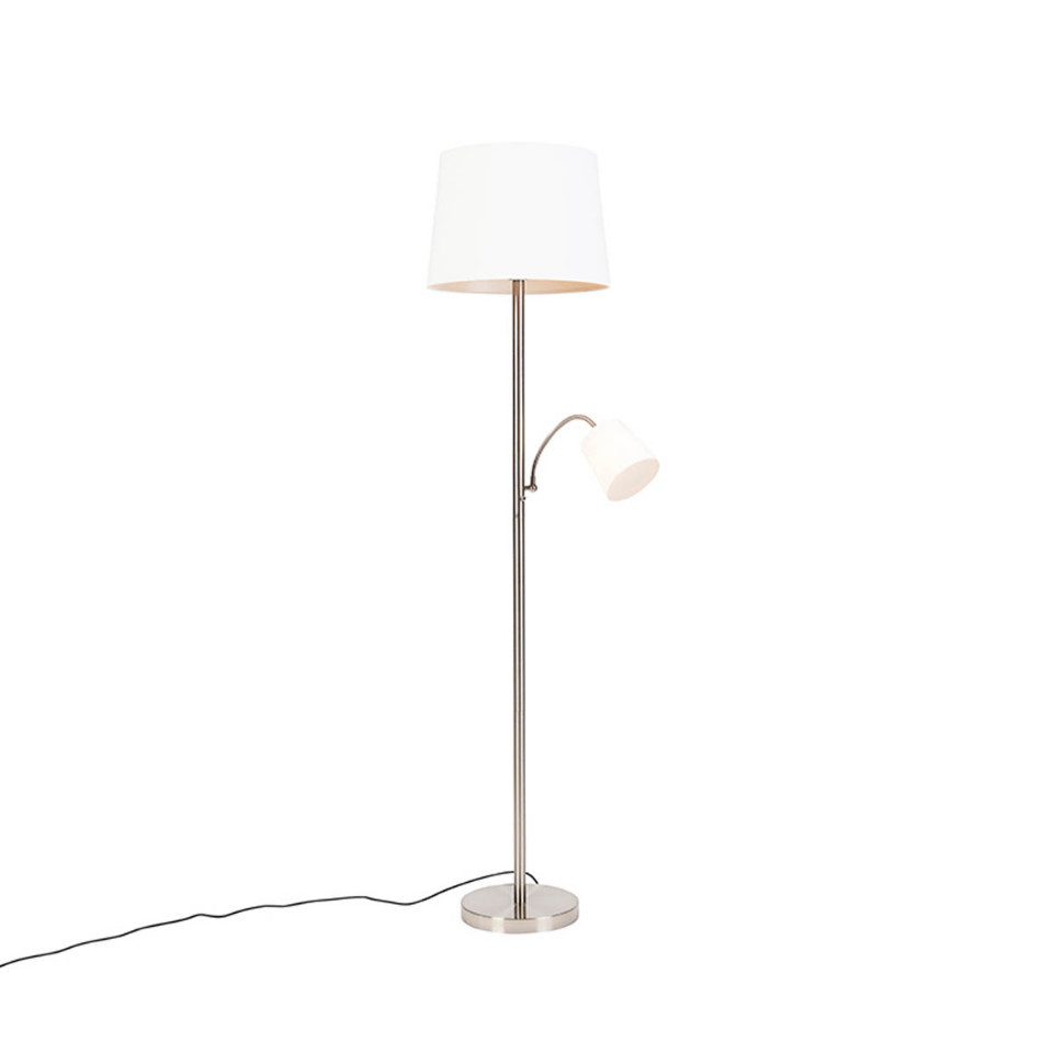 Qazqa Stehlampe Retro, Dimmbar, LED wechselbar, Extra-Warmweiß, QAZQA Stehlampe, e14, Stahl, Stahl, classic-antique