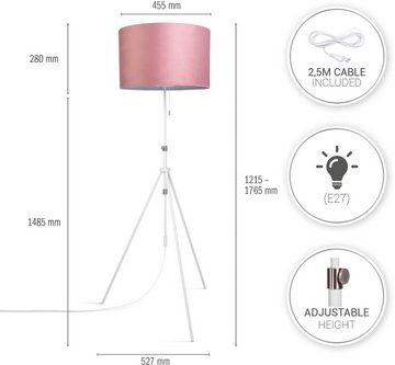 Paco Home Stehlampe Naomi uni Color, ohne Leuchtmittel, Wohnzimmer Höhenverstellbar 121,5 bis 176,5 cm Zugschalter Velour