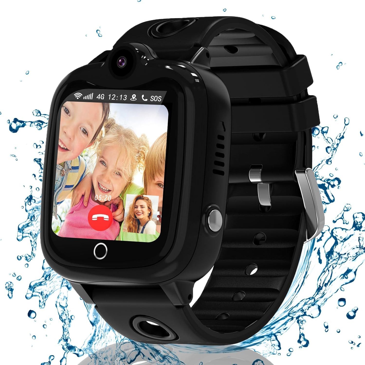 Ruopoem GPS und Telefon Videoanruf IP68 Wasserdicht Kinder%27s Smartwatch (Android/iOS), Spiele Schulmodus Kamera Wecker,Geschenke für Mädchen Jungen