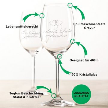 GRAVURZEILE Rotweinglas Leonardo Daily Weinglas - Im Schicksal gefunden durch Liebe verbunden, Glas, graviertes Geschenk für Paare zur Verlobung & Hochzeit