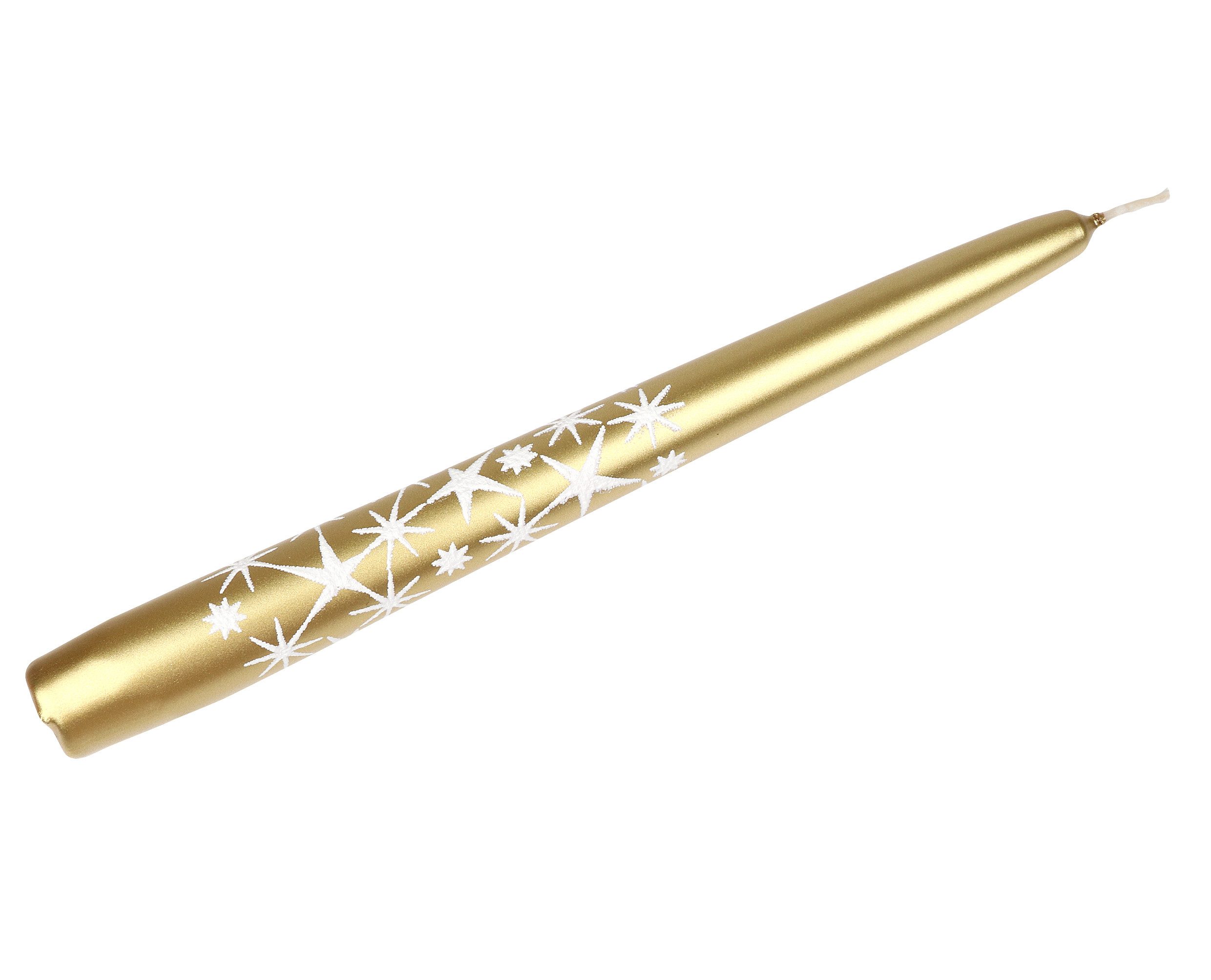 Steinhart Kerzen Spitzkerze Spitzkerze "Glitzersterne" Gold 240/24 mm