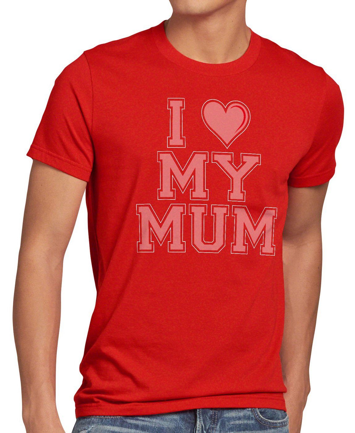 style3 Print-Shirt Herren T-Shirt I love my Mum mama oma mutter muttertag geburtstag liebe new york rot