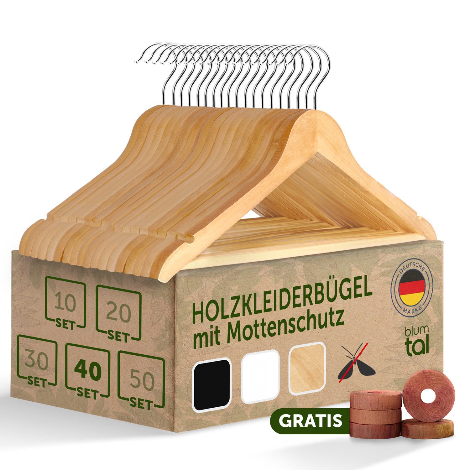 Blumtal Kleiderbügel Kleiderbügel Holz mit 360° günstig online kaufen