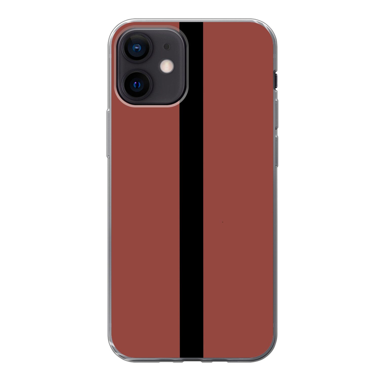 MuchoWow Handyhülle für Apple iPhone 12 Rot - Schwarz - Gestreift - Minimalistisch, Smartphone-Bumper, Print, Handy Schutzhülle Dünn