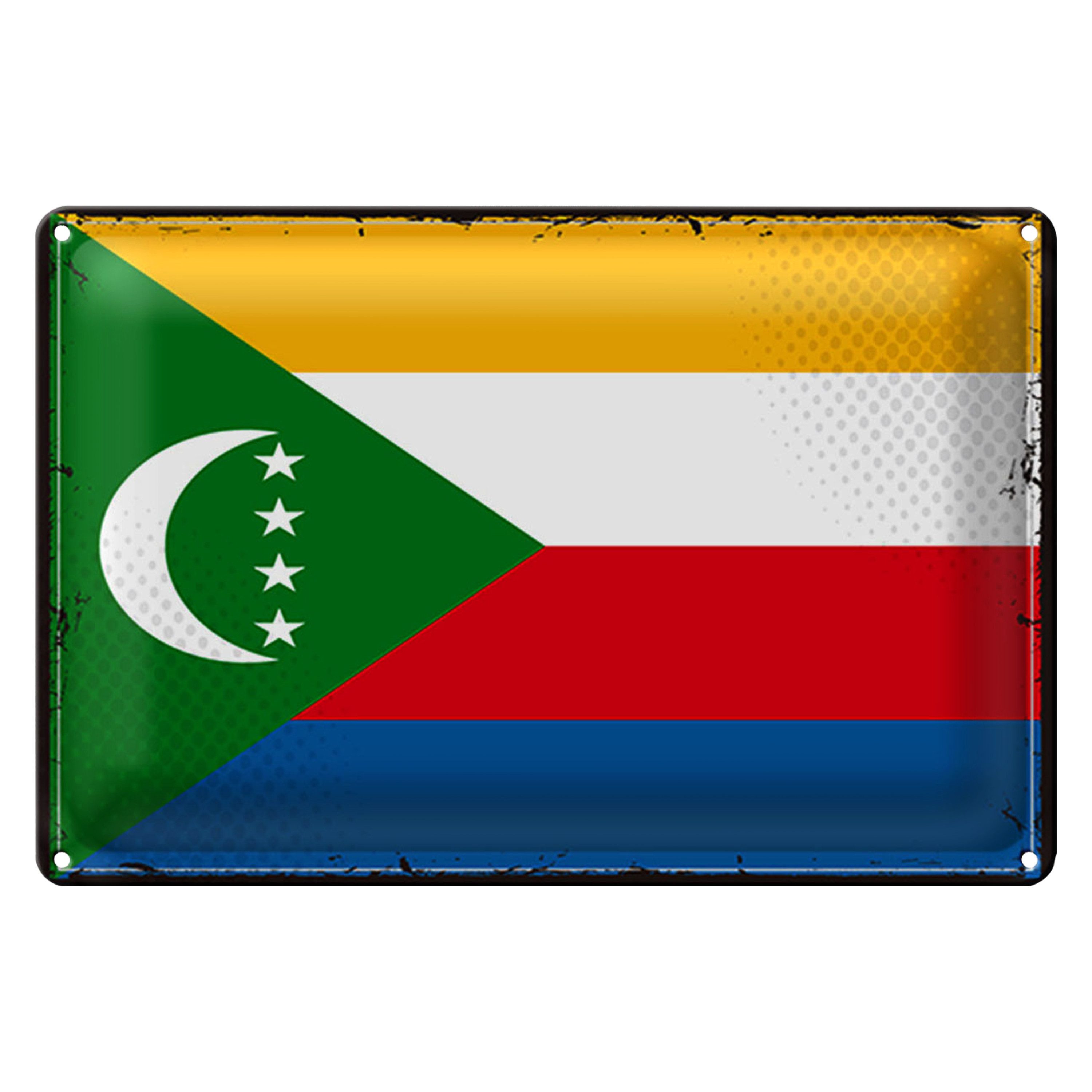 Roomando Metallschild Blechschild Flagge Komoren 30x20cm Retro Flag Comoros