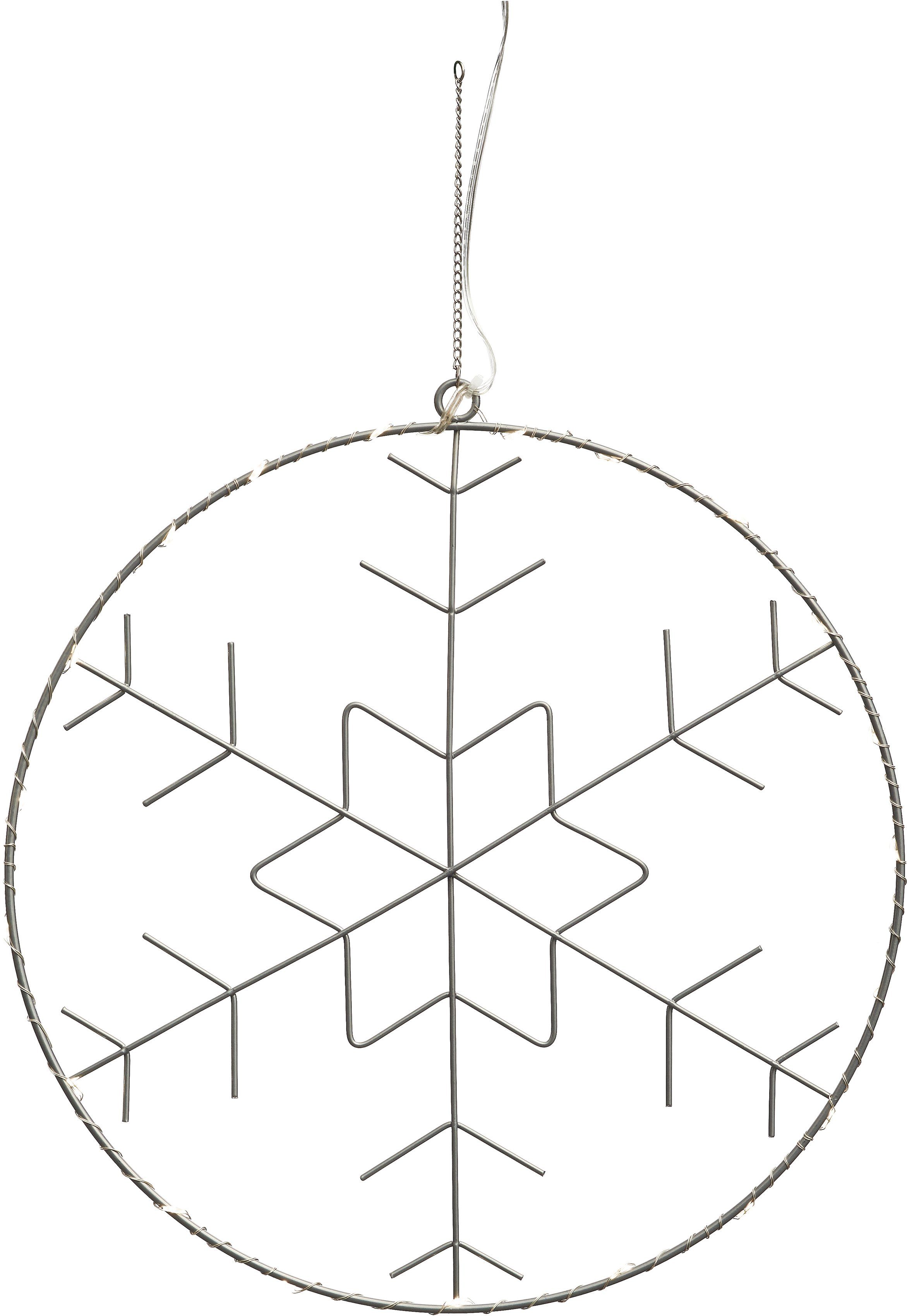 LED Dekolicht Beleuchteter LED Weihnachtsdeko, Metall-Ring integriert, Schneeflocken-Motiv, mit ca. IC Winterworld Ø Warmweiß, 30cm fest
