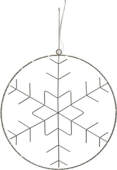IC Winterworld LED Dekolicht Weihnachtsdeko, LED fest integriert, Warmweiß, Beleuchteter Metall-Ring mit Schneeflocken-Motiv, Ø ca. 30cm