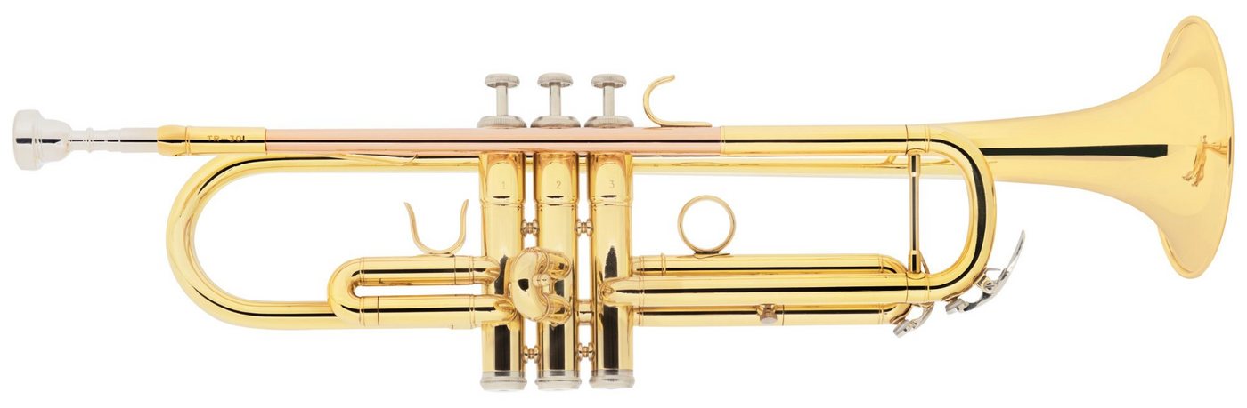 Classic Cantabile Trompete TR-30L Trompete mit 3 Monel-Ventile Bb, inkl. Koffer & Mundstück, Züge: Neusilber, Mundrohr: Goldmessing