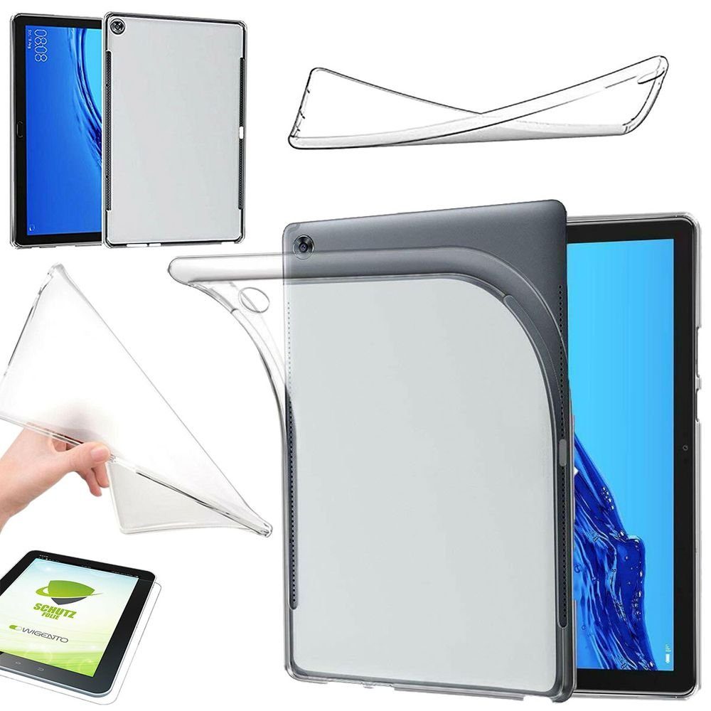 Wigento Tablet-Hülle Für Lenovo Tab M10 Plus 10.3 Zoll X606F Transparent Hülle  Tablet Tasche Cover + H9 Hart Glas
