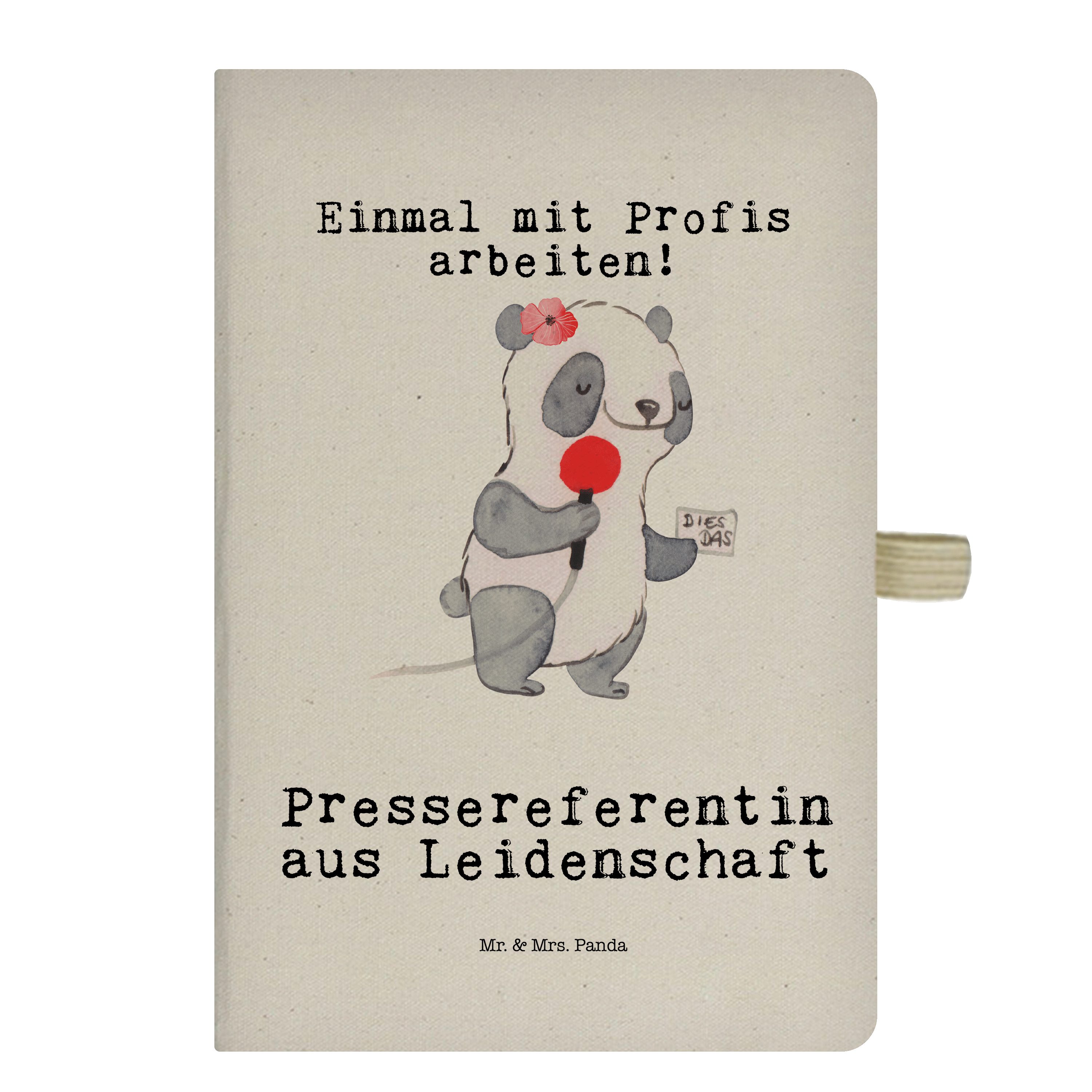 Mr. & Mrs. Panda Notizbuch Pressereferentin aus Leidenschaft - Transparent - Geschenk, Studium, Mr. & Mrs. Panda