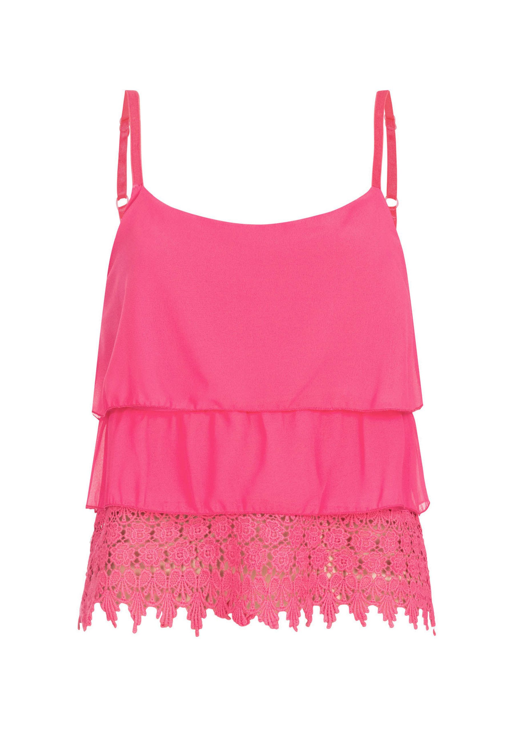CLOUD 5IVE Tanktop CLOUD 5IVE Chiffon Stufen Top mit Spitze 3-lagig günstig online kaufen