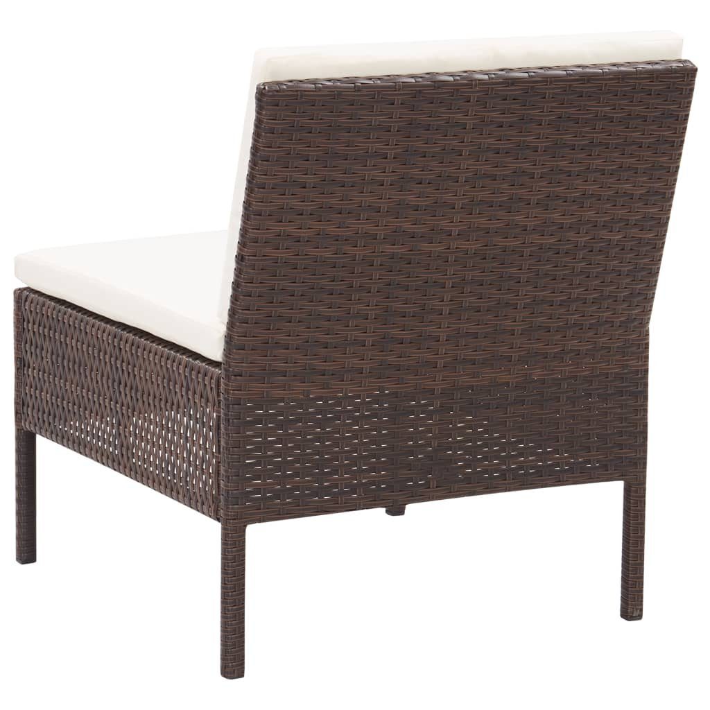 6-tlg. Gartenlounge-Set Rattan Auflagen (6-tlg) mit Braun, vidaXL Garten-Lounge-Set Poly