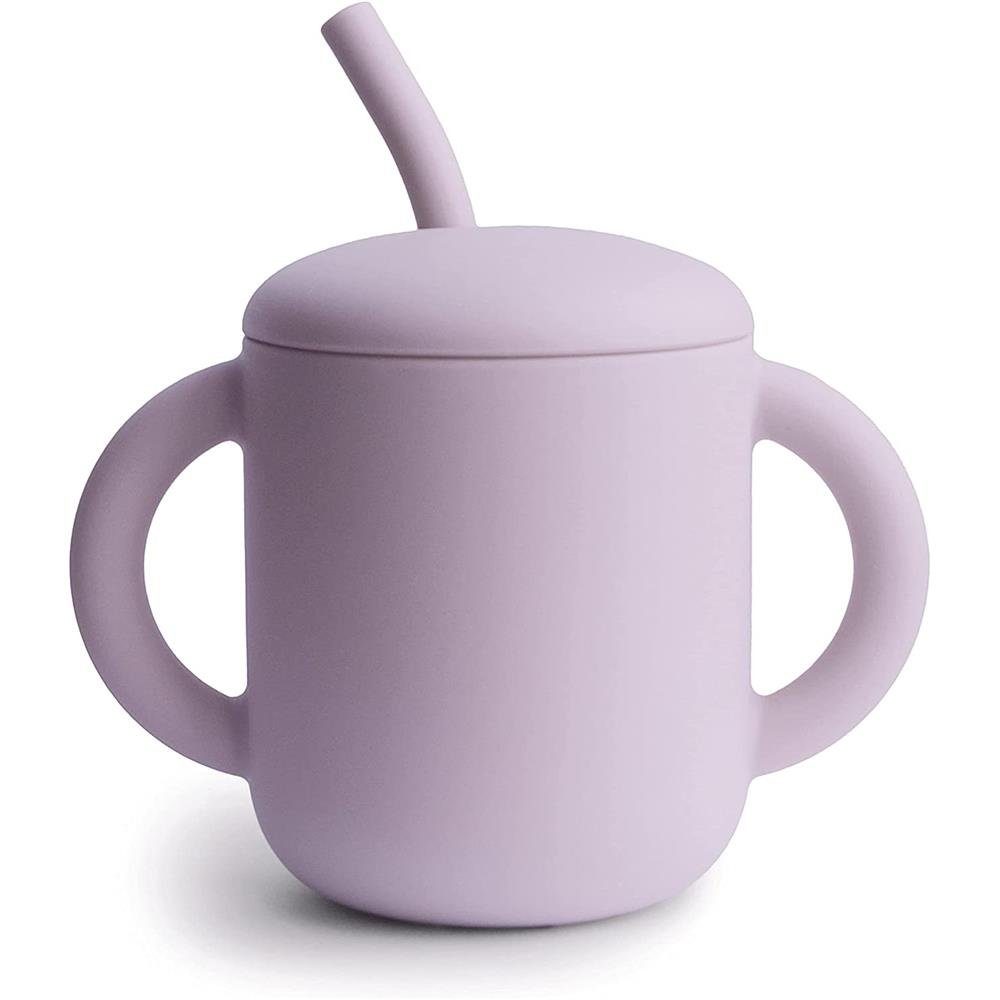 Mushie Trinklernbecher Silicone Training Cup + Straw Soft Lilac