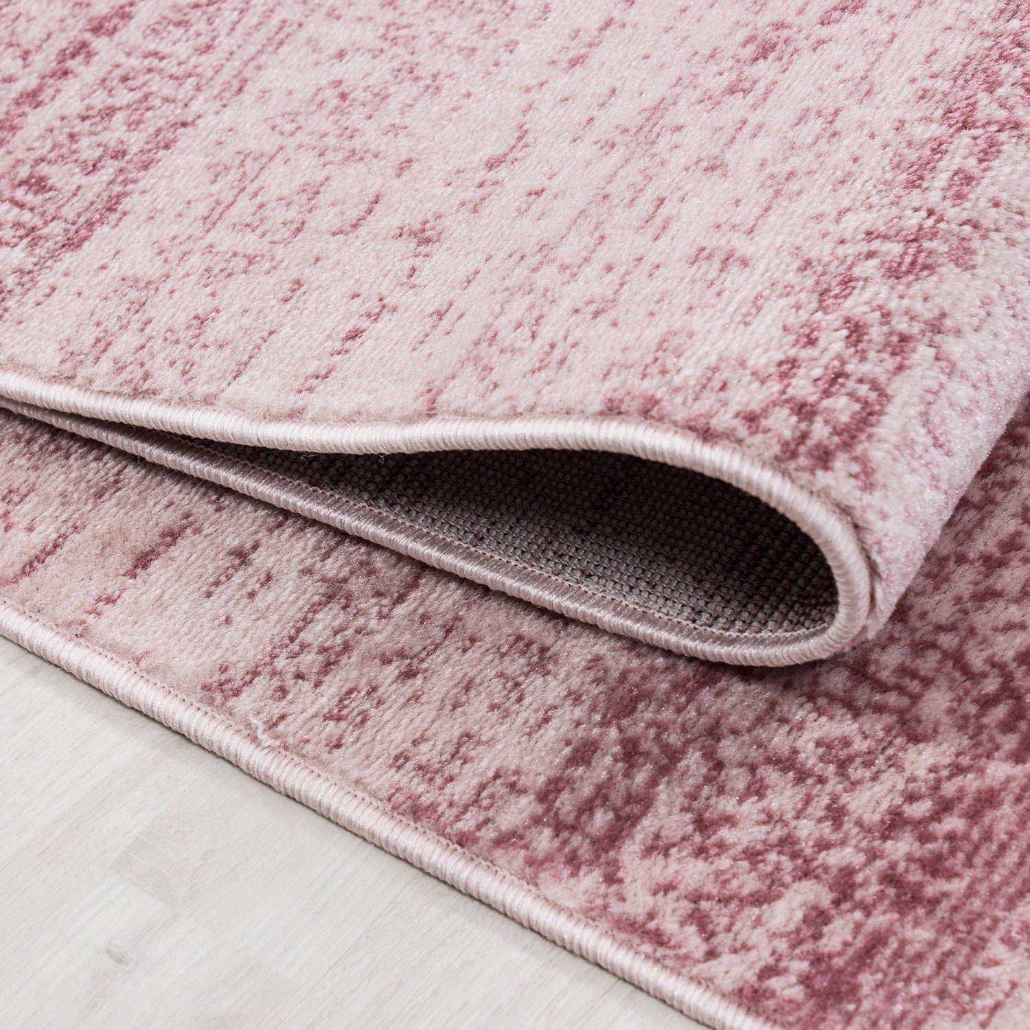 Flachflorteppich Pink Designteppich Kurzflorteppich Designerteppich meliert Miovani Wohnzimmer,